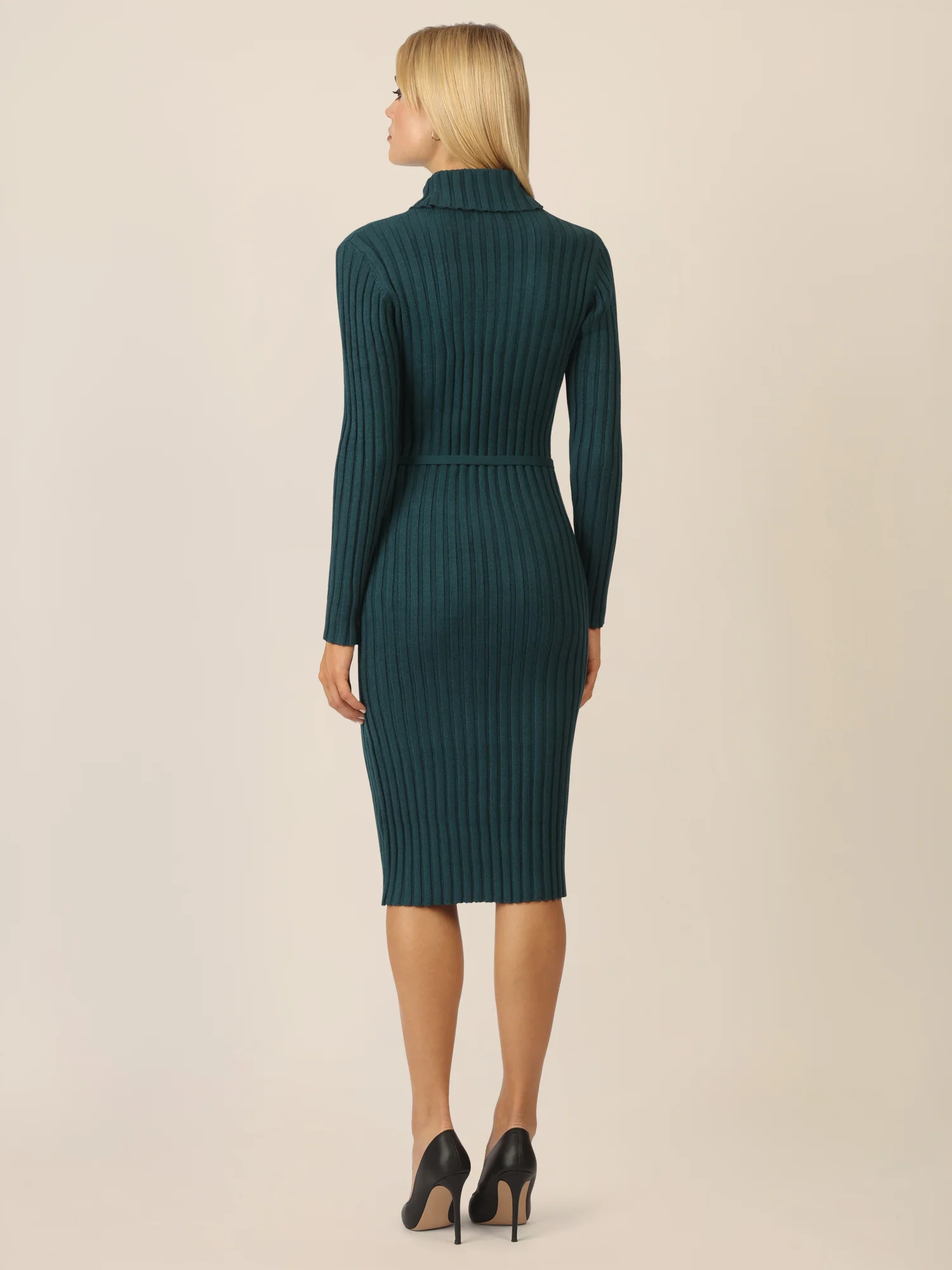 APART Midistrickkleid mit Gürtel | dunkelgrün - Image 2
