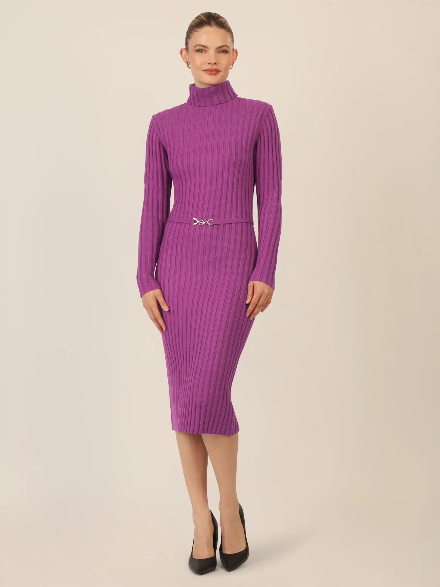 APART Midistrickkleid mit Gürtel | lila