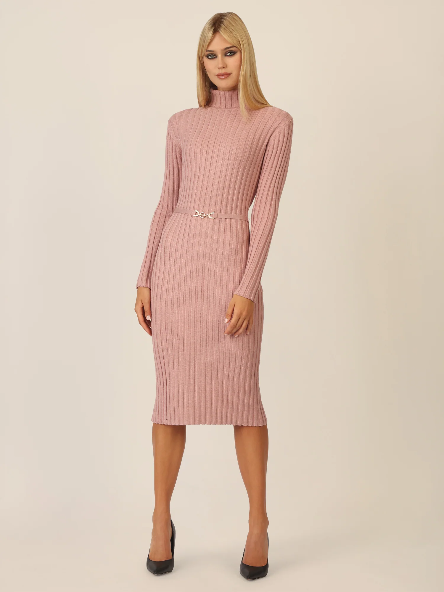 APART Midistrickkleid mit Gürtel | mauve