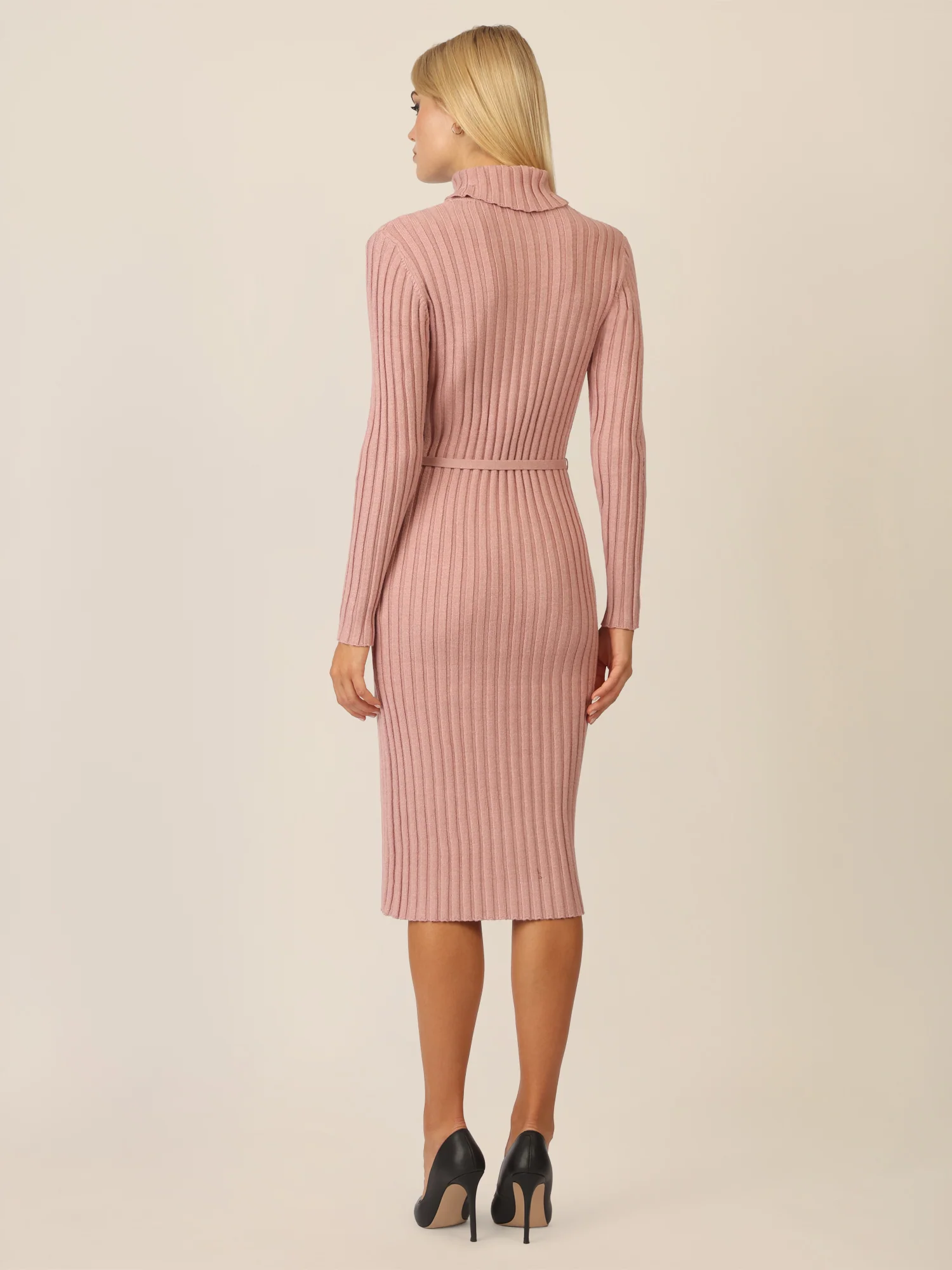 APART Midistrickkleid mit Gürtel | mauve - Image 2
