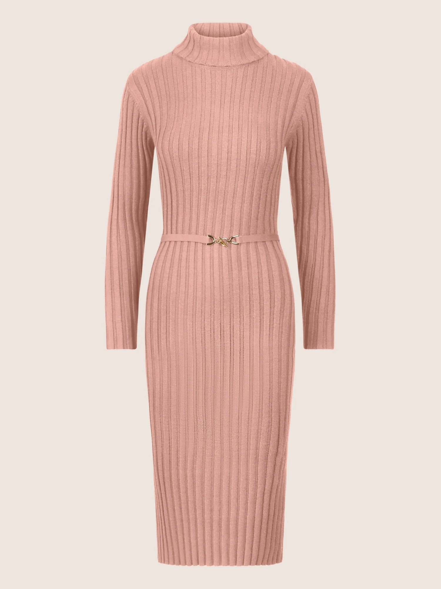 APART Midistrickkleid mit Gürtel | mauve - Image 3