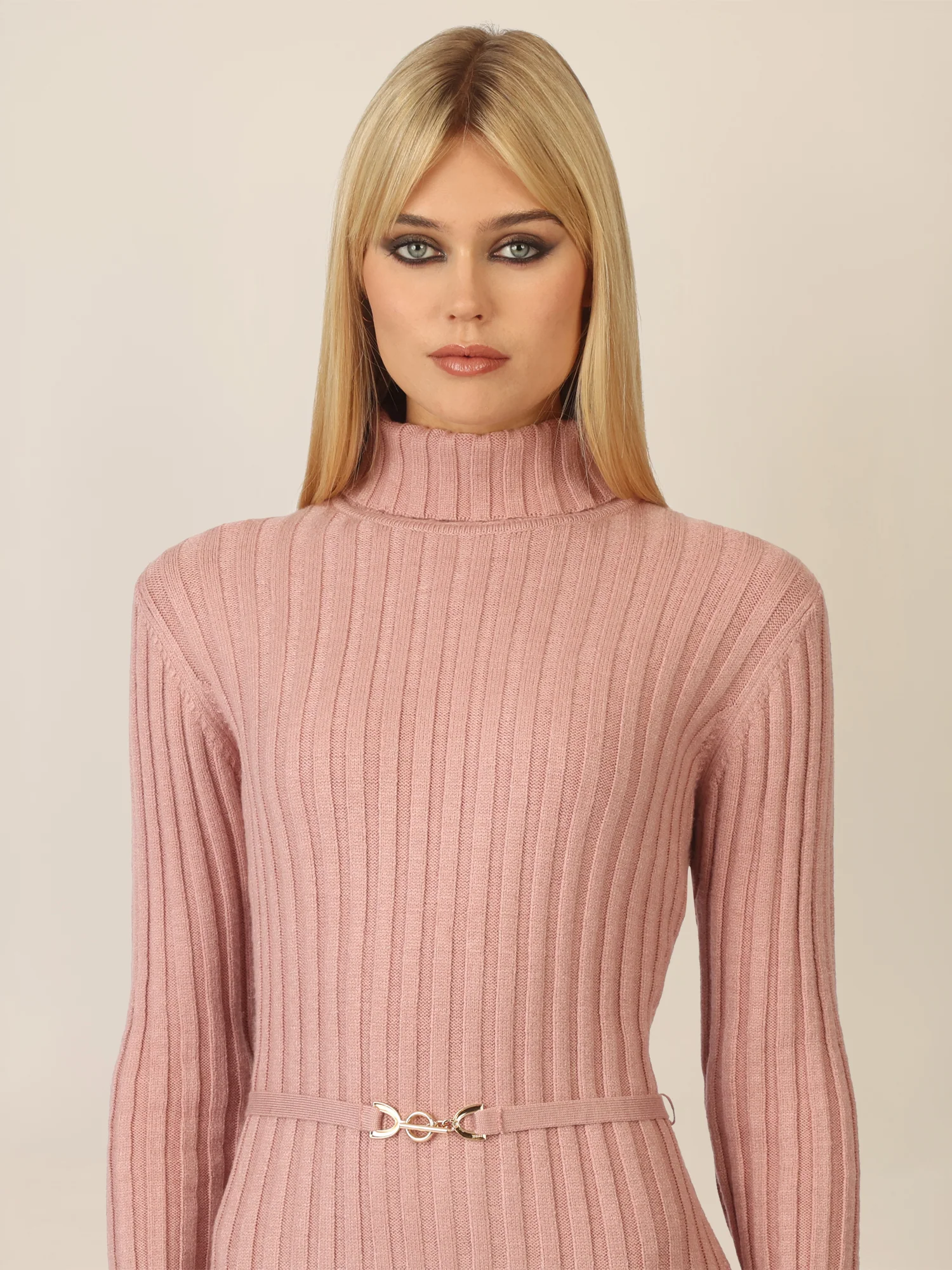 APART Midistrickkleid mit Gürtel | mauve - Image 4