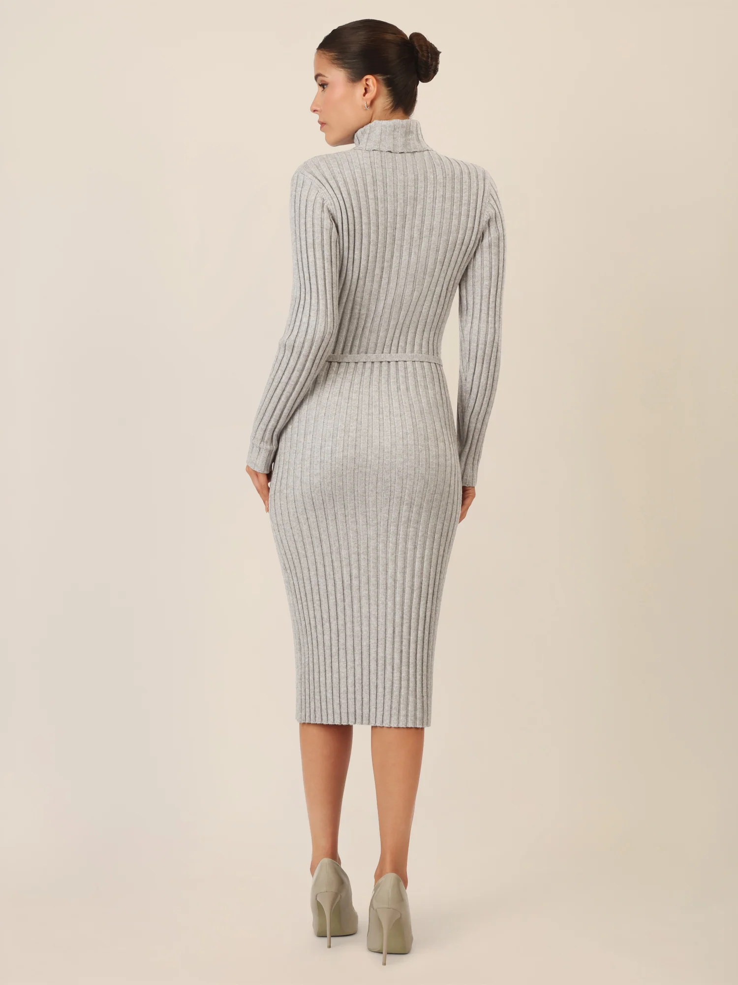 APART Midistrickkleid mit Gürtel | grau melange - Image 2