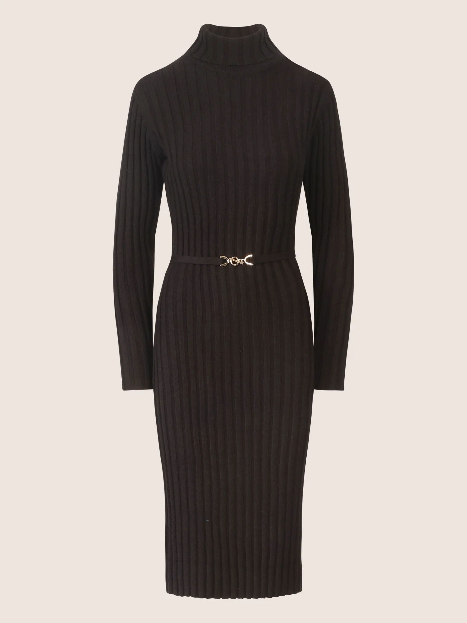 APART Midistrickkleid mit Gürtel | schwarz - Image 3
