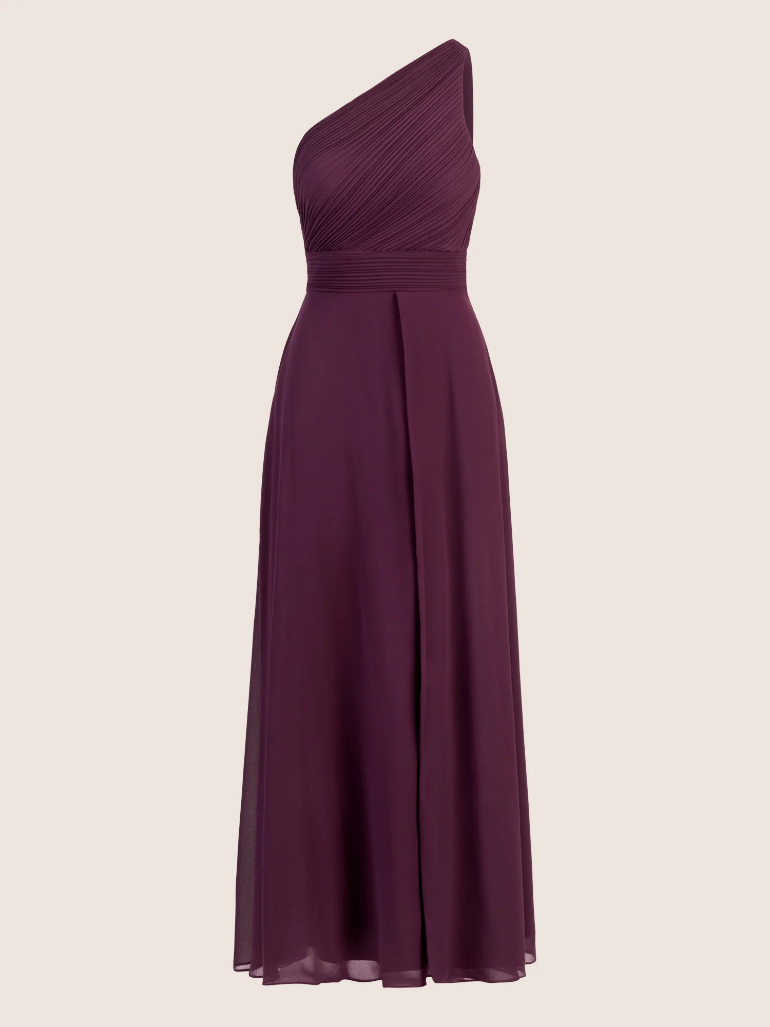 APART One-Shoulder Abendkleid mit Plisseedetail | dunkel lila - Image 3