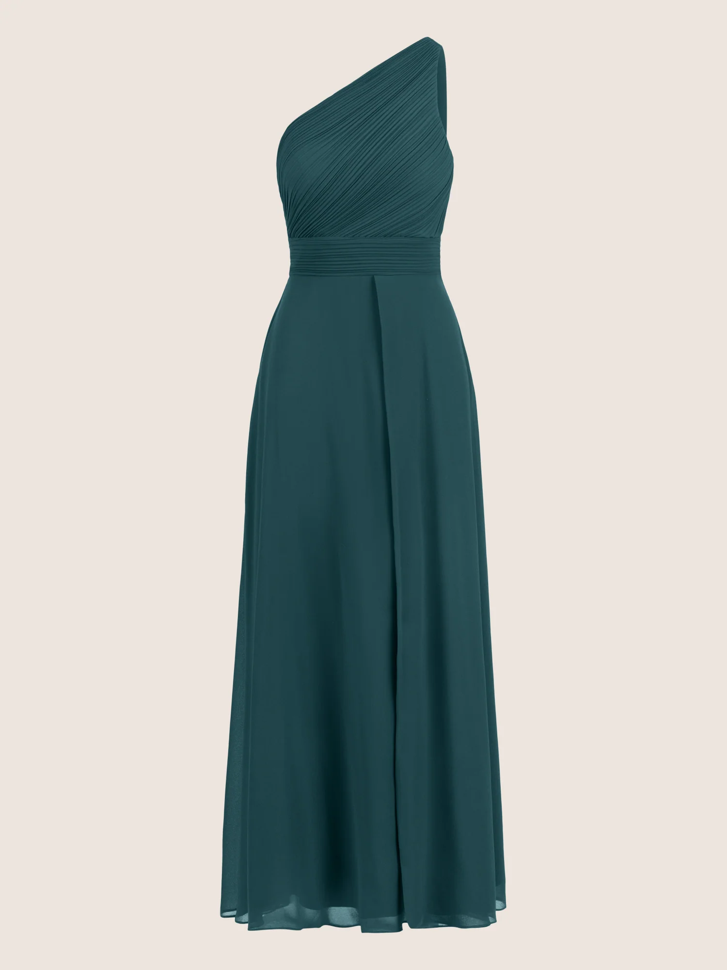 APART One-Shoulder Abendkleid mit Plisseedetail | dunkelgrün - Image 3