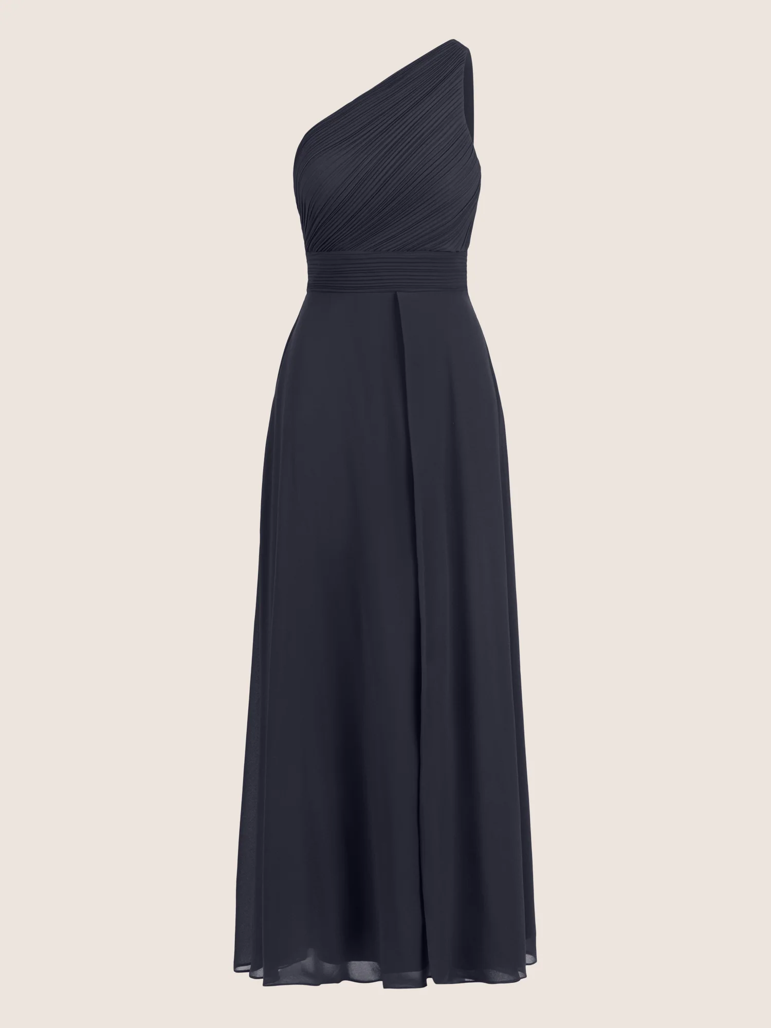 APART One-Shoulder Abendkleid mit Plisseedetail | nachtblau - Image 3