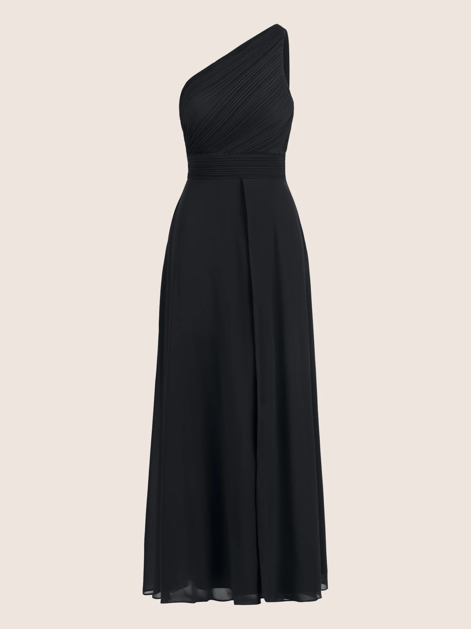APART One-Shoulder Abendkleid mit Plisseedetail | schwarz - Image 3