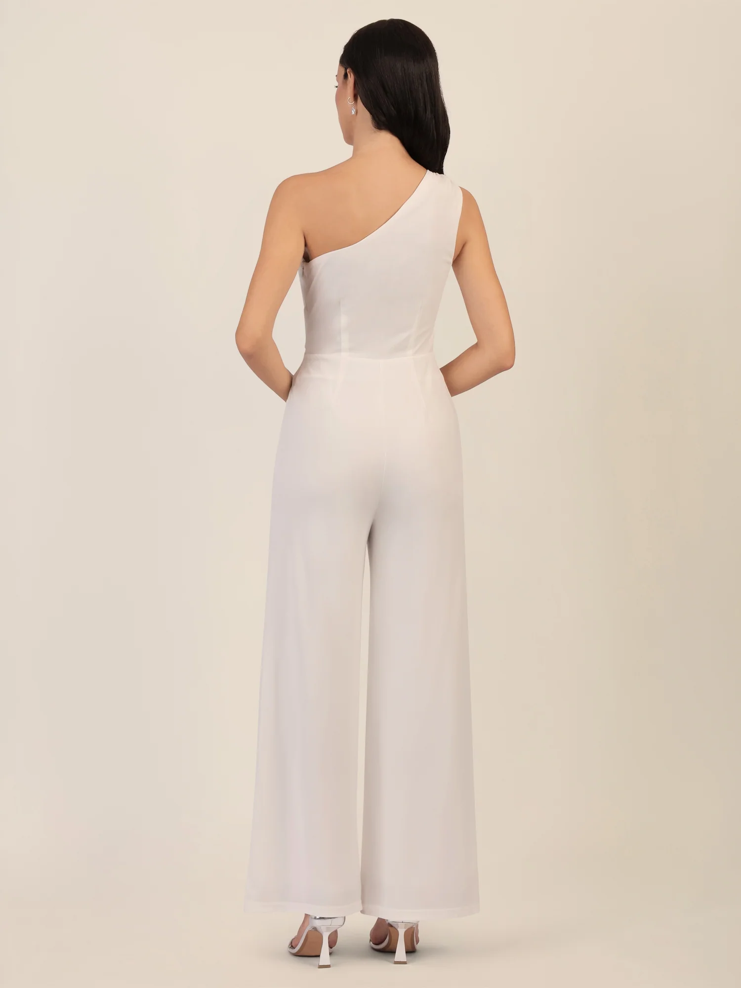 APART One-Shoulder Jerseyoverall mit Drapierung | creme - Image 2