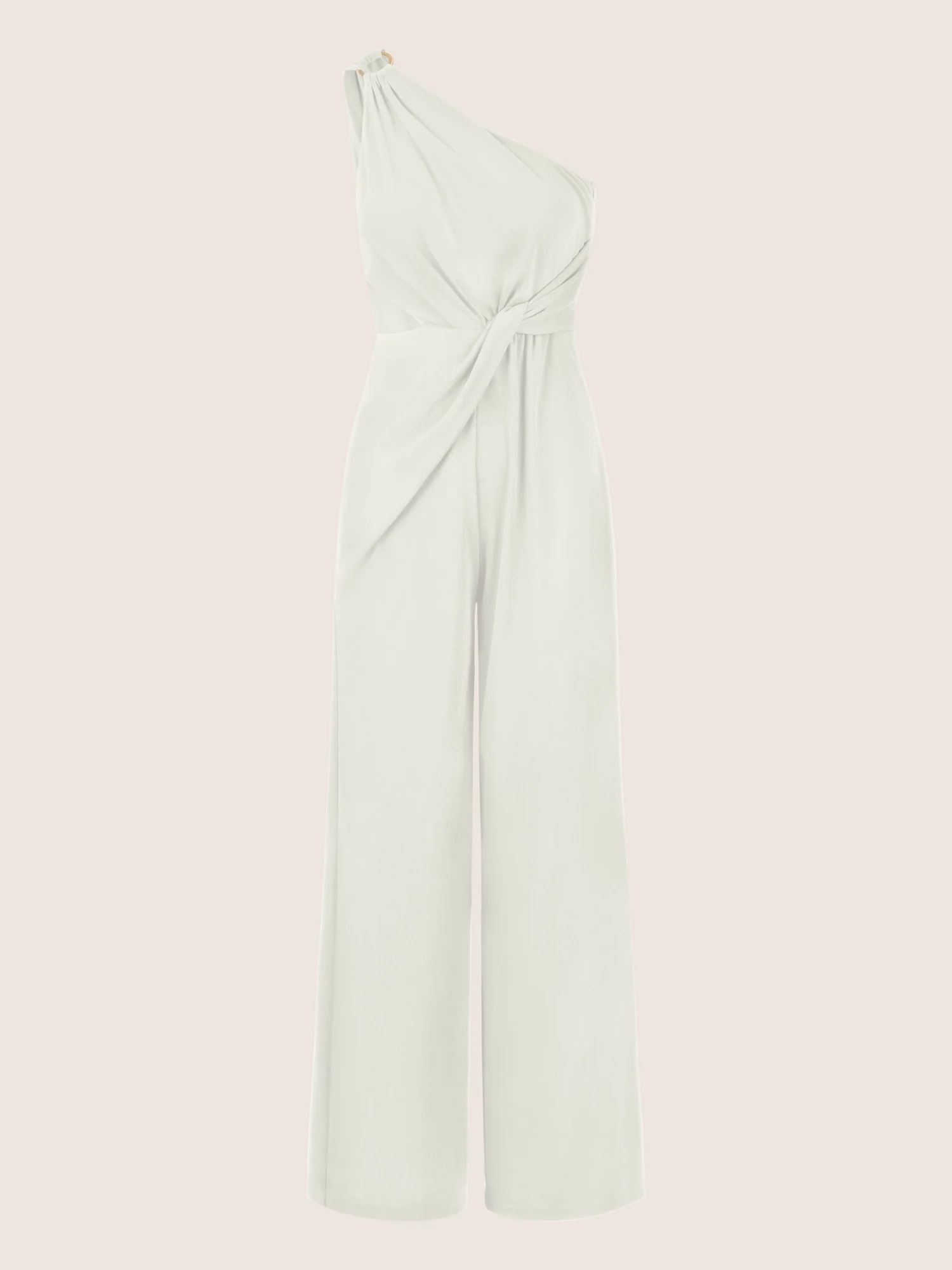 APART One-Shoulder Jerseyoverall mit Drapierung | creme - Image 3