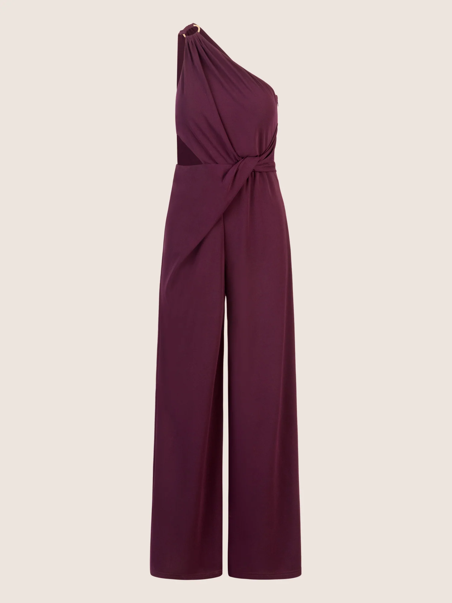 APART One-Shoulder Jerseyoverall mit Drapierung | dunkel lila - Image 3
