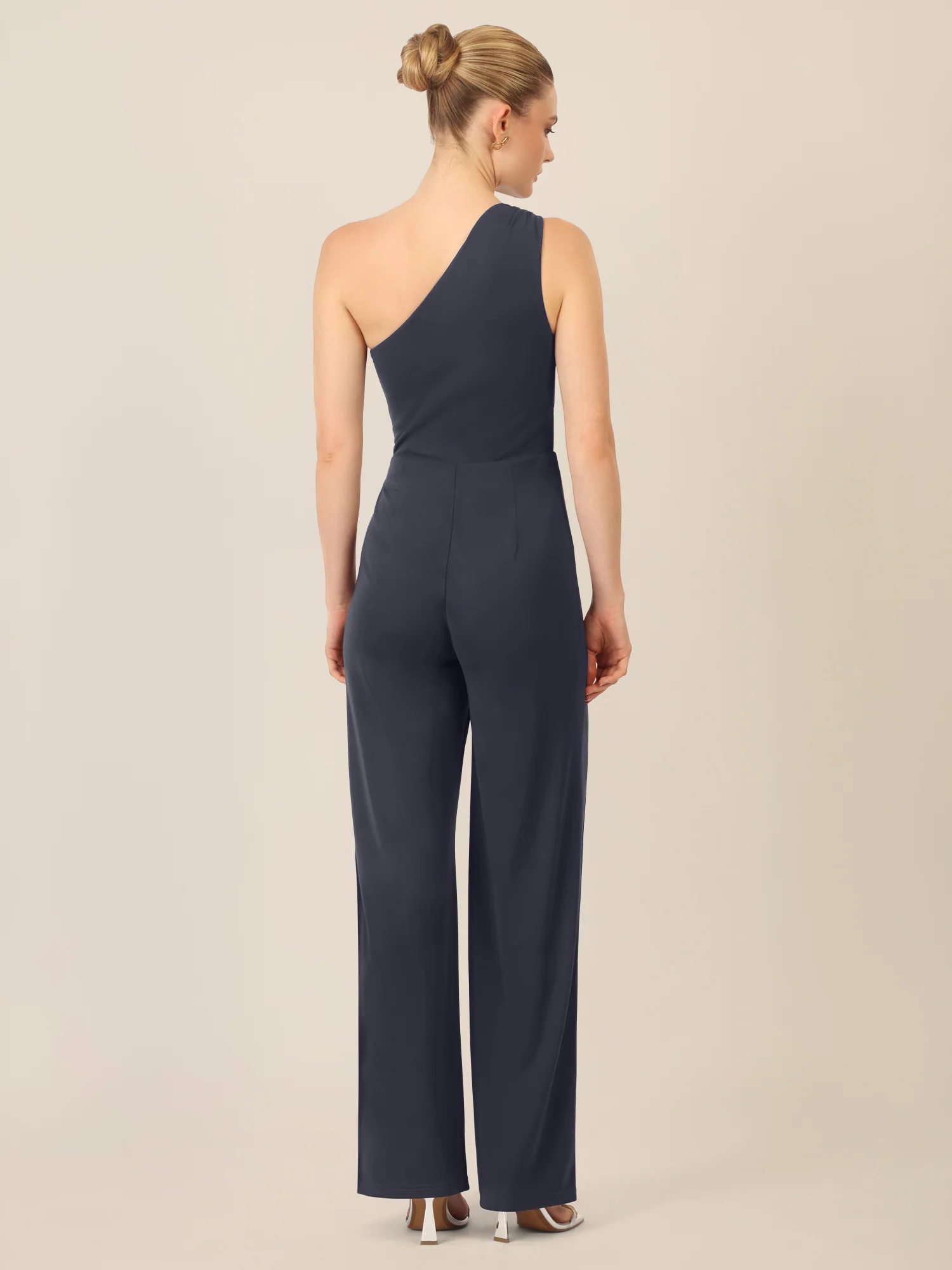 APART One-Shoulder Jerseyoverall mit Drapierung | nachtblau - Image 2