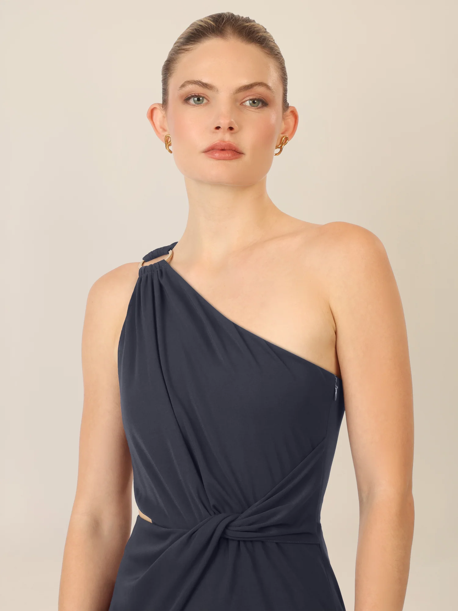APART One-Shoulder Jerseyoverall mit Drapierung | nachtblau - Image 4
