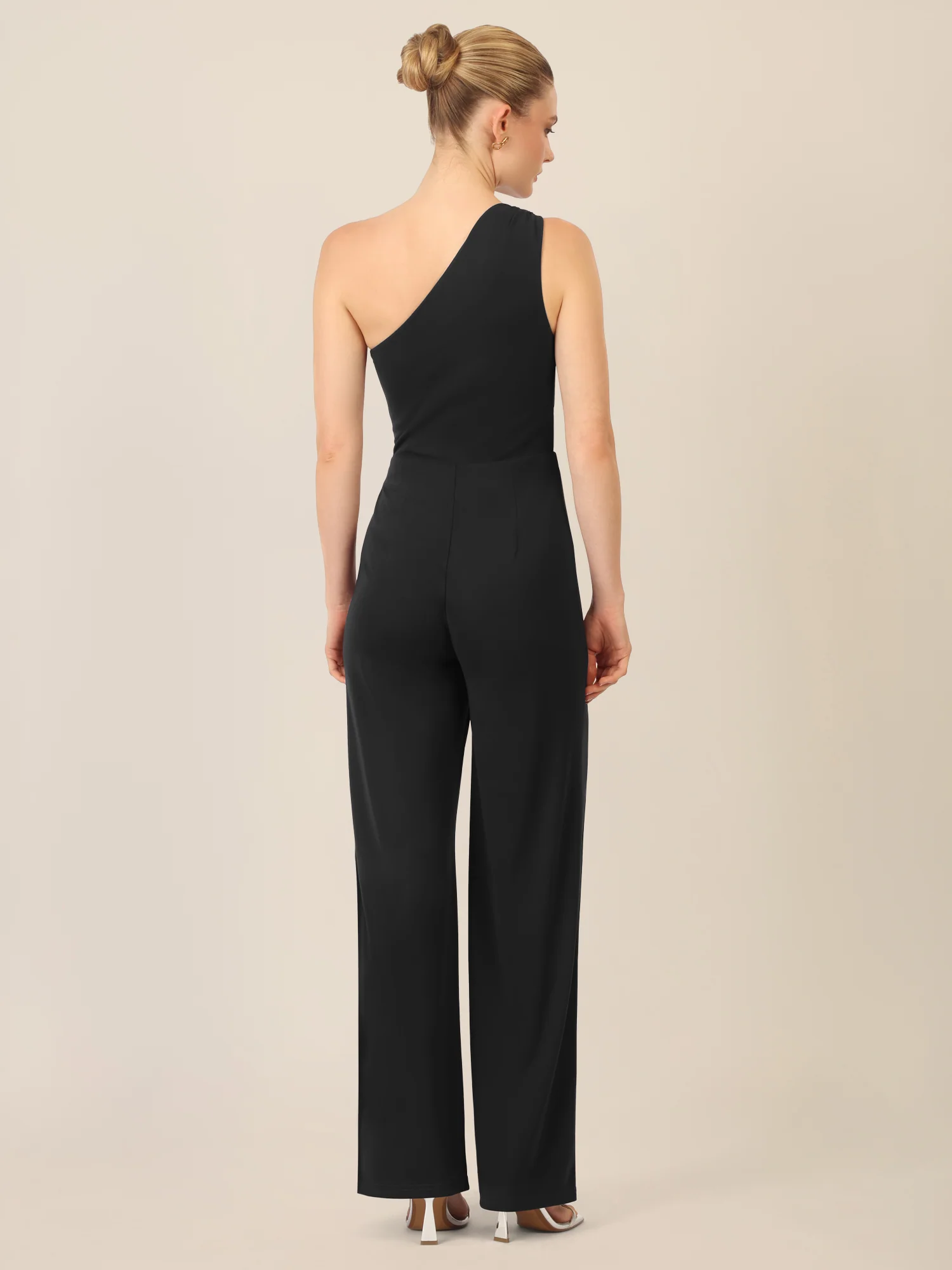 APART One-Shoulder Jerseyoverall mit Drapierung | schwarz - Image 2
