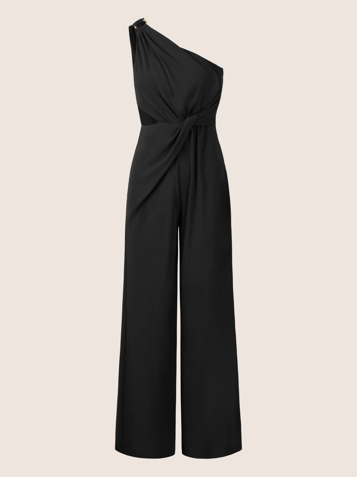 APART One-Shoulder Jerseyoverall mit Drapierung | schwarz - Image 3