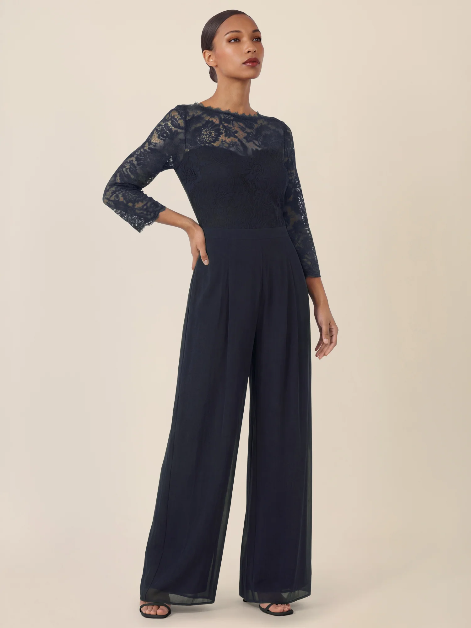 APART Overall aus elastischer Spitze und Chiffon | nachtblau - Image 5