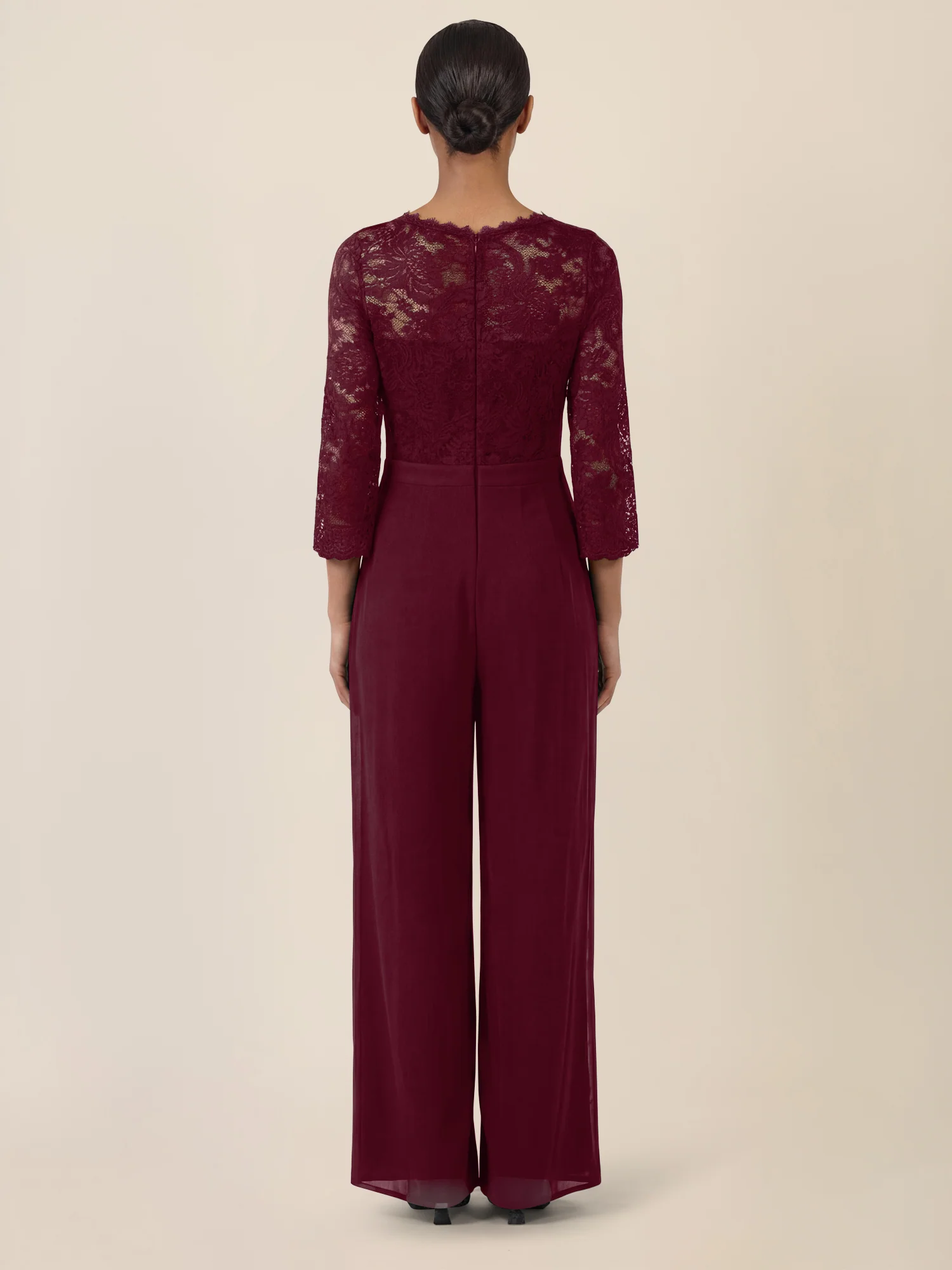 APART Overall aus elastischer Spitze und Chiffon | weinrot - Image 2