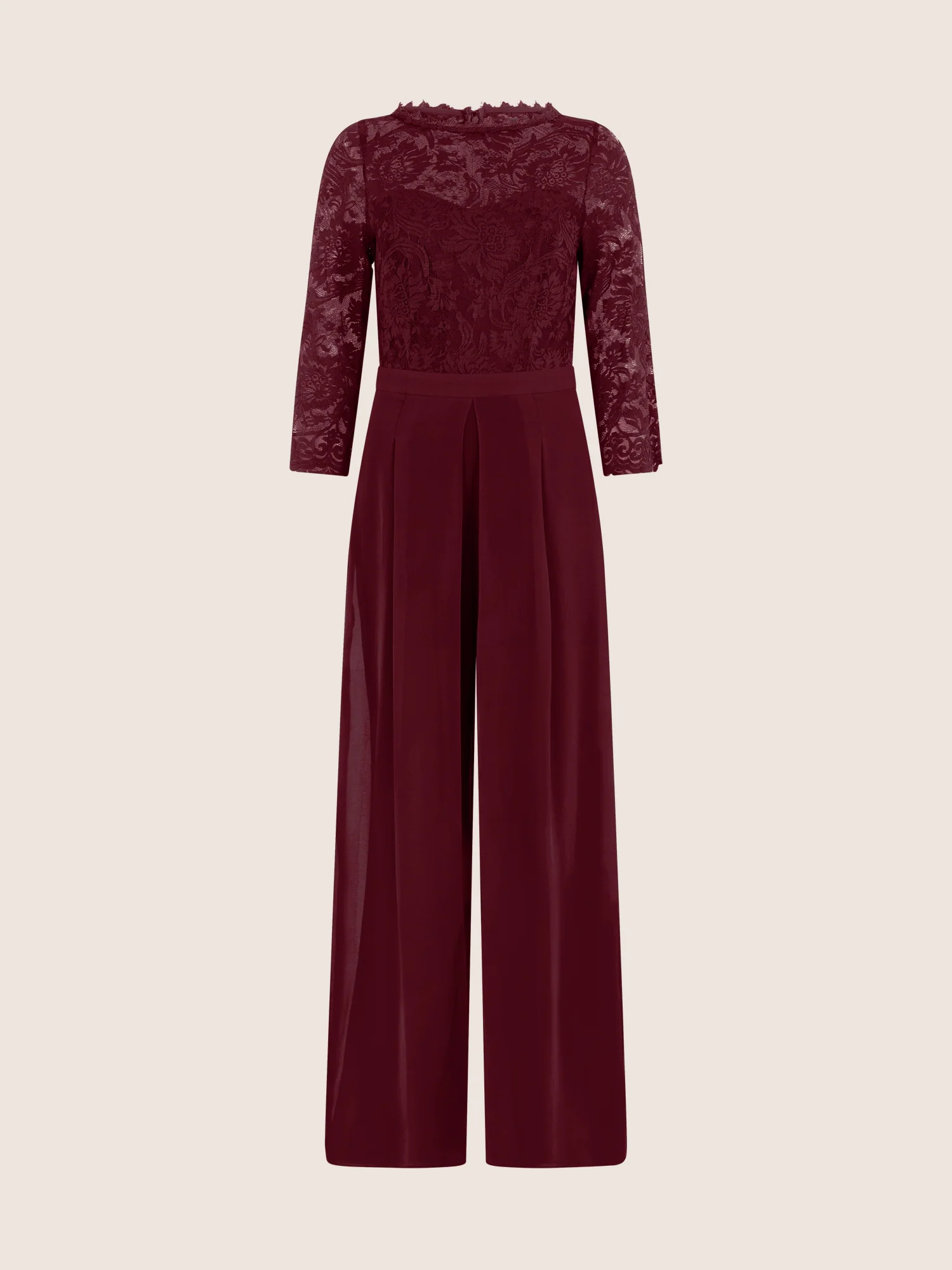 APART Overall aus elastischer Spitze und Chiffon | weinrot - Image 3
