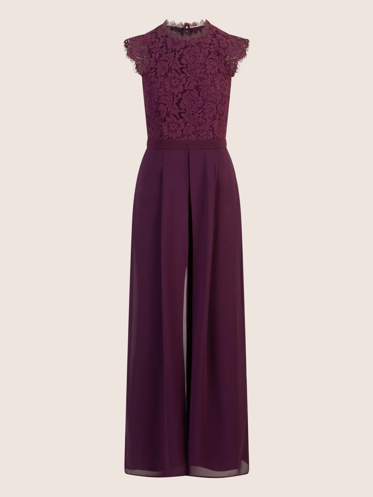 APART Overall mit Spitzenoberteil mit Spitzenoberteil und weitem Bein | dunkel lila - Image 3