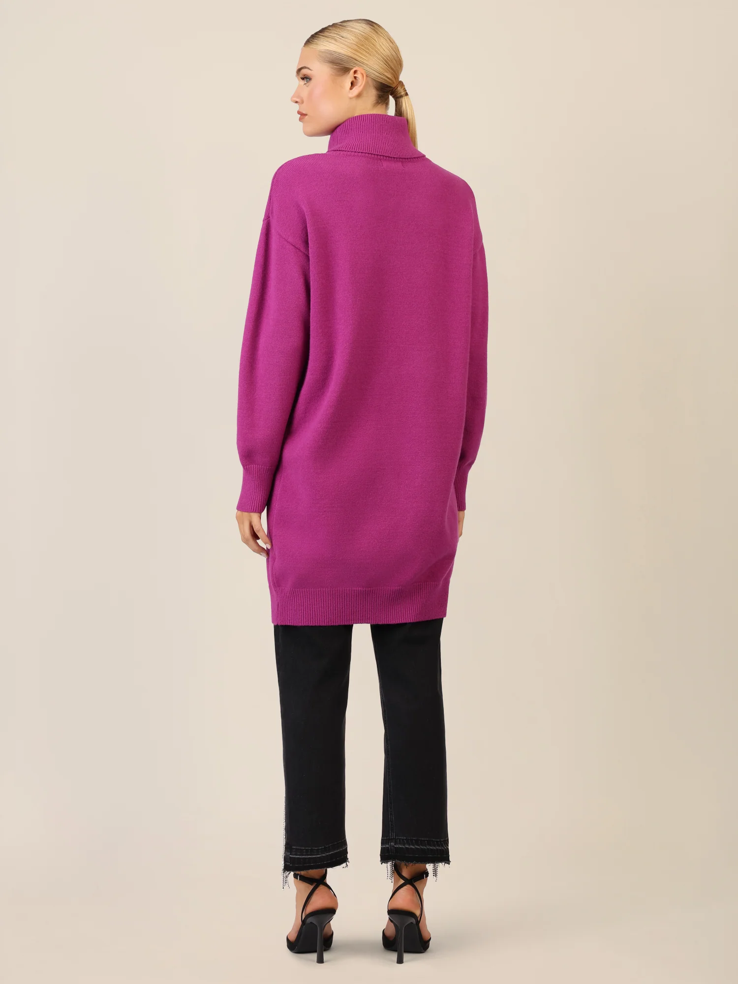 APART Overside Strickkleid mit überschnittene Schultern | lila - Image 2