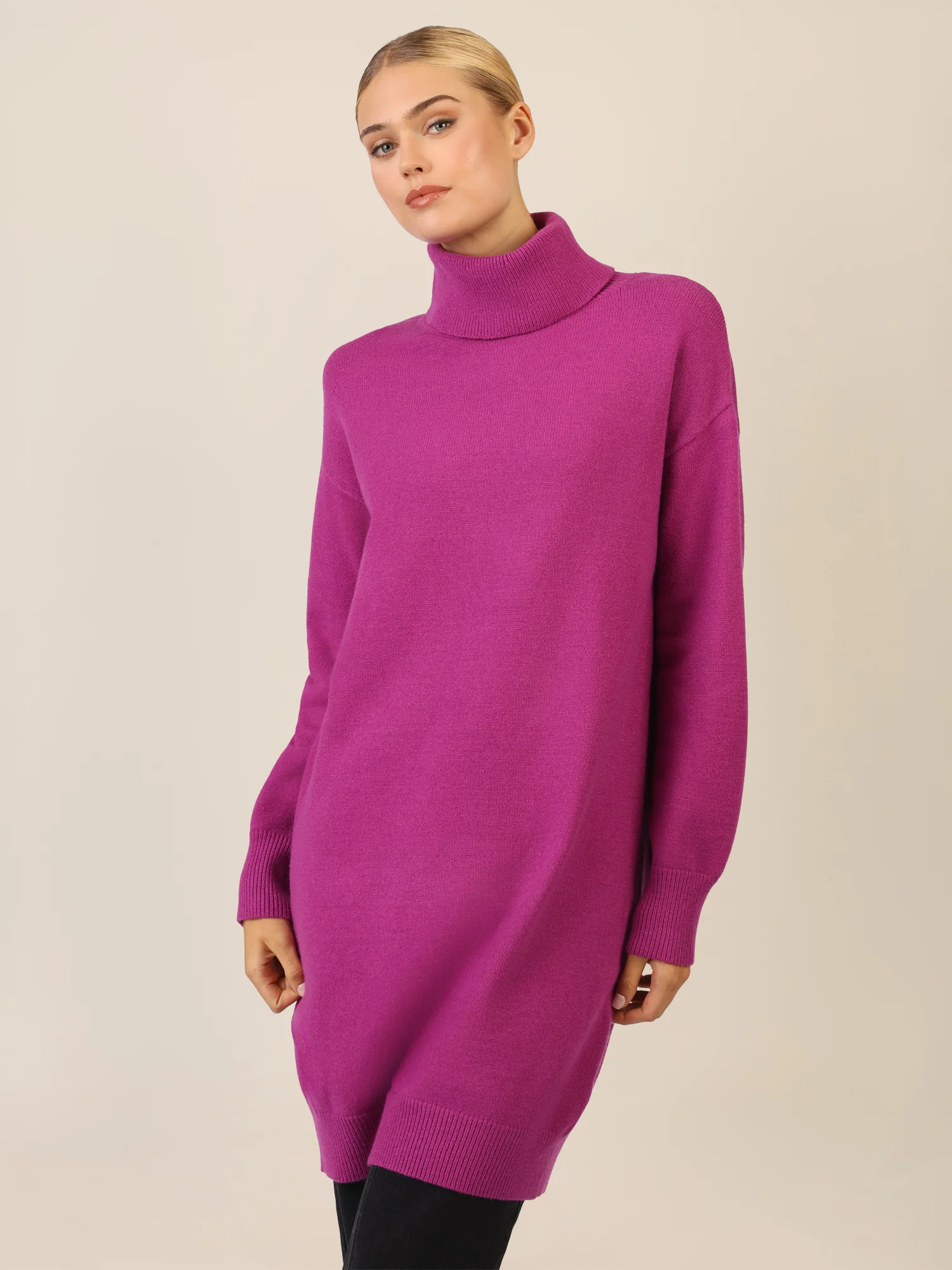 APART Overside Strickkleid mit überschnittene Schultern | lila - Image 4
