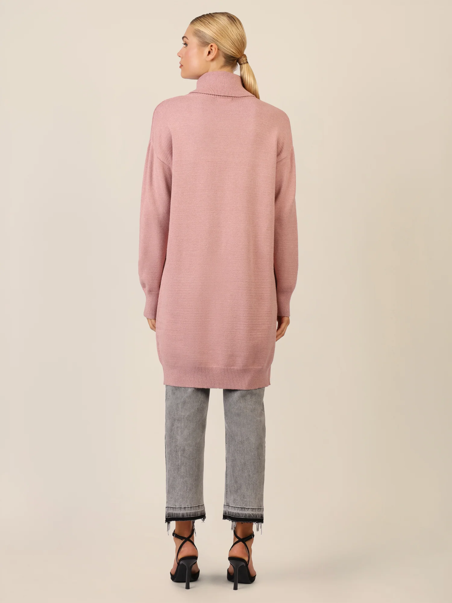 APART Overside Strickkleid mit überschnittene Schultern | mauve - Image 2
