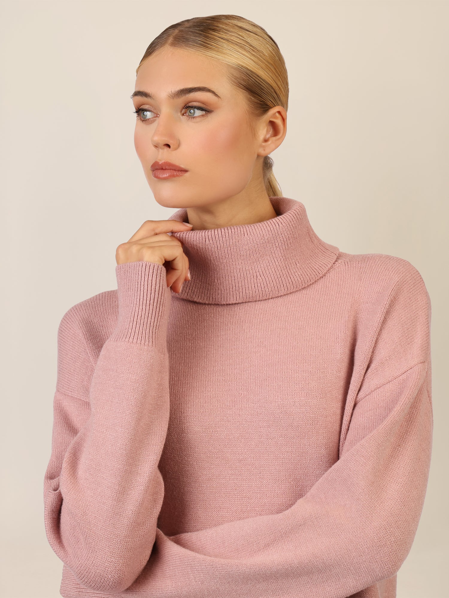 APART Overside Strickkleid mit überschnittene Schultern | mauve - Image 5