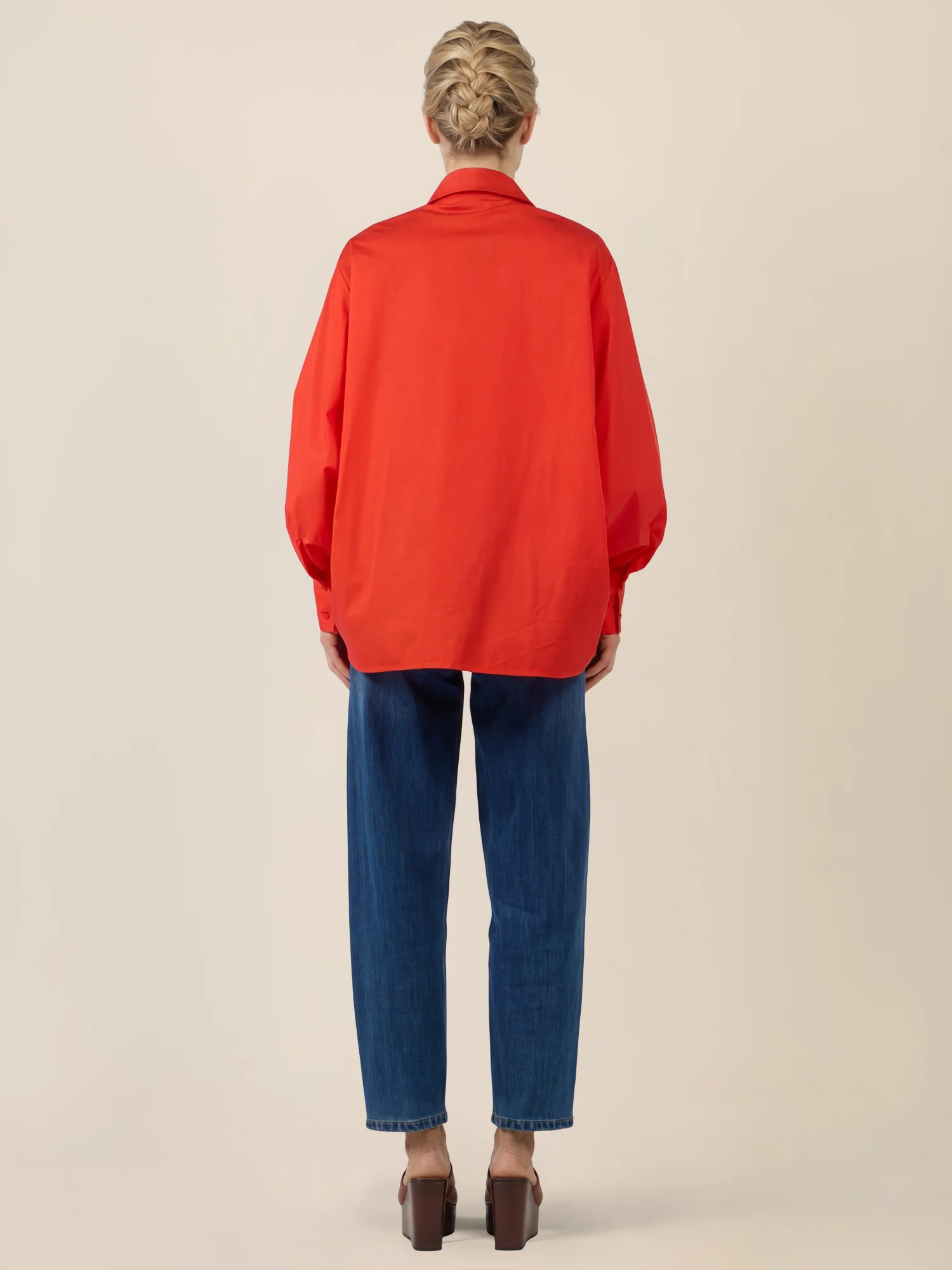 APART Oversize-Bluse mit Ballonärmeln und Hemdkragen | orange - Image 3