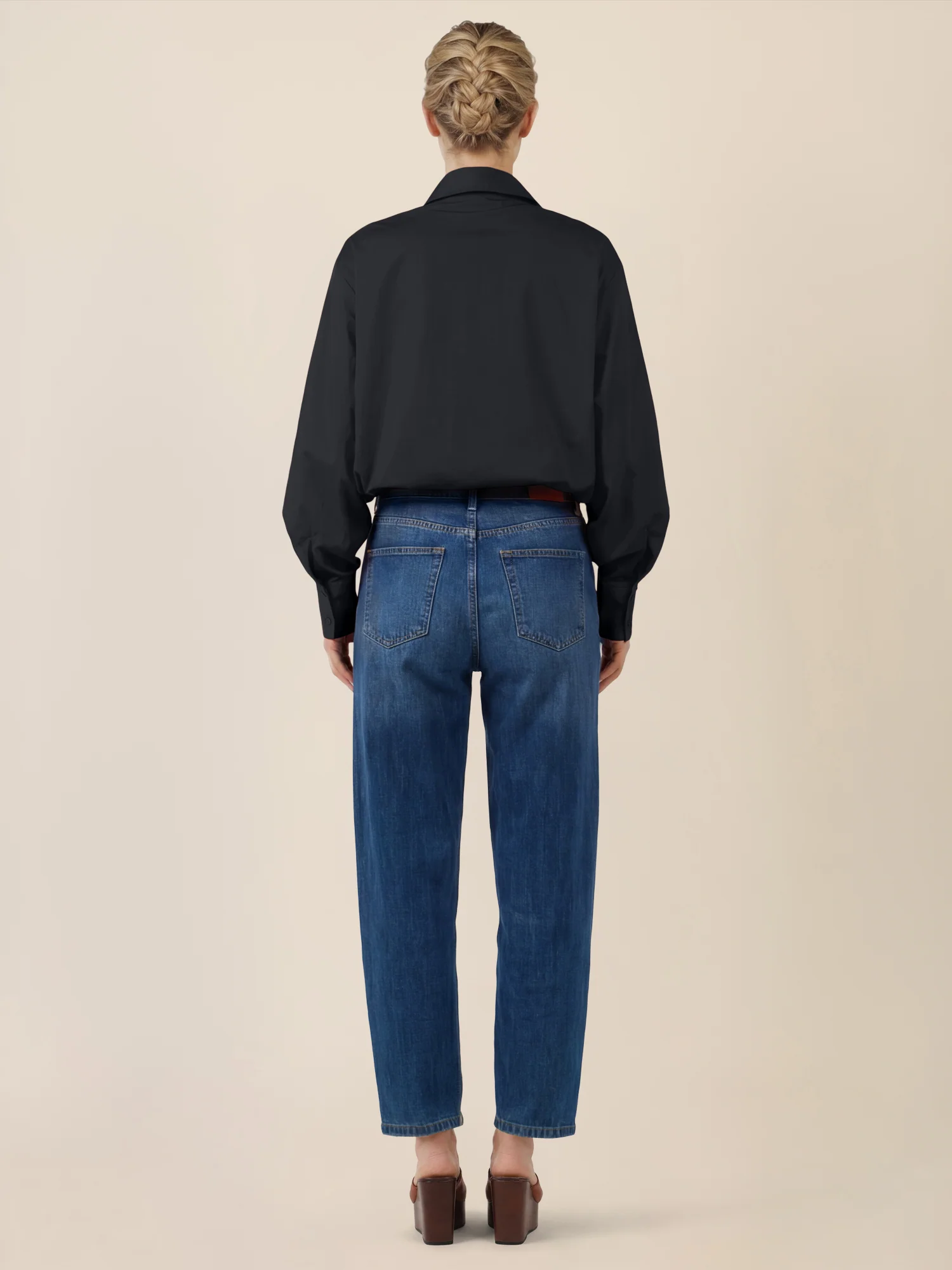 APART Oversize-Bluse mit Ballonärmeln und Hemdkragen | schwarz - Image 3