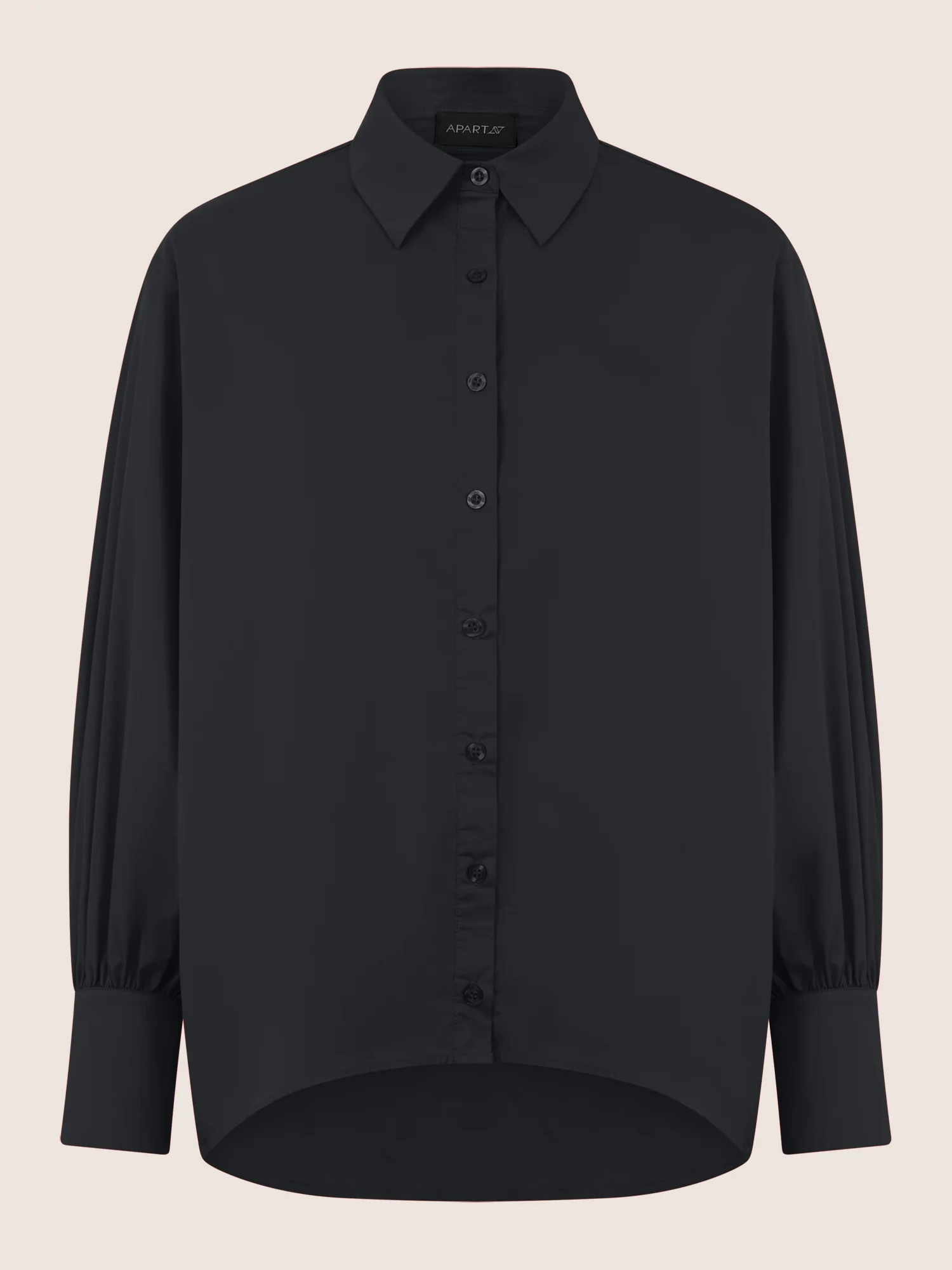 APART Oversize-Bluse mit Ballonärmeln und Hemdkragen | schwarz - Image 4