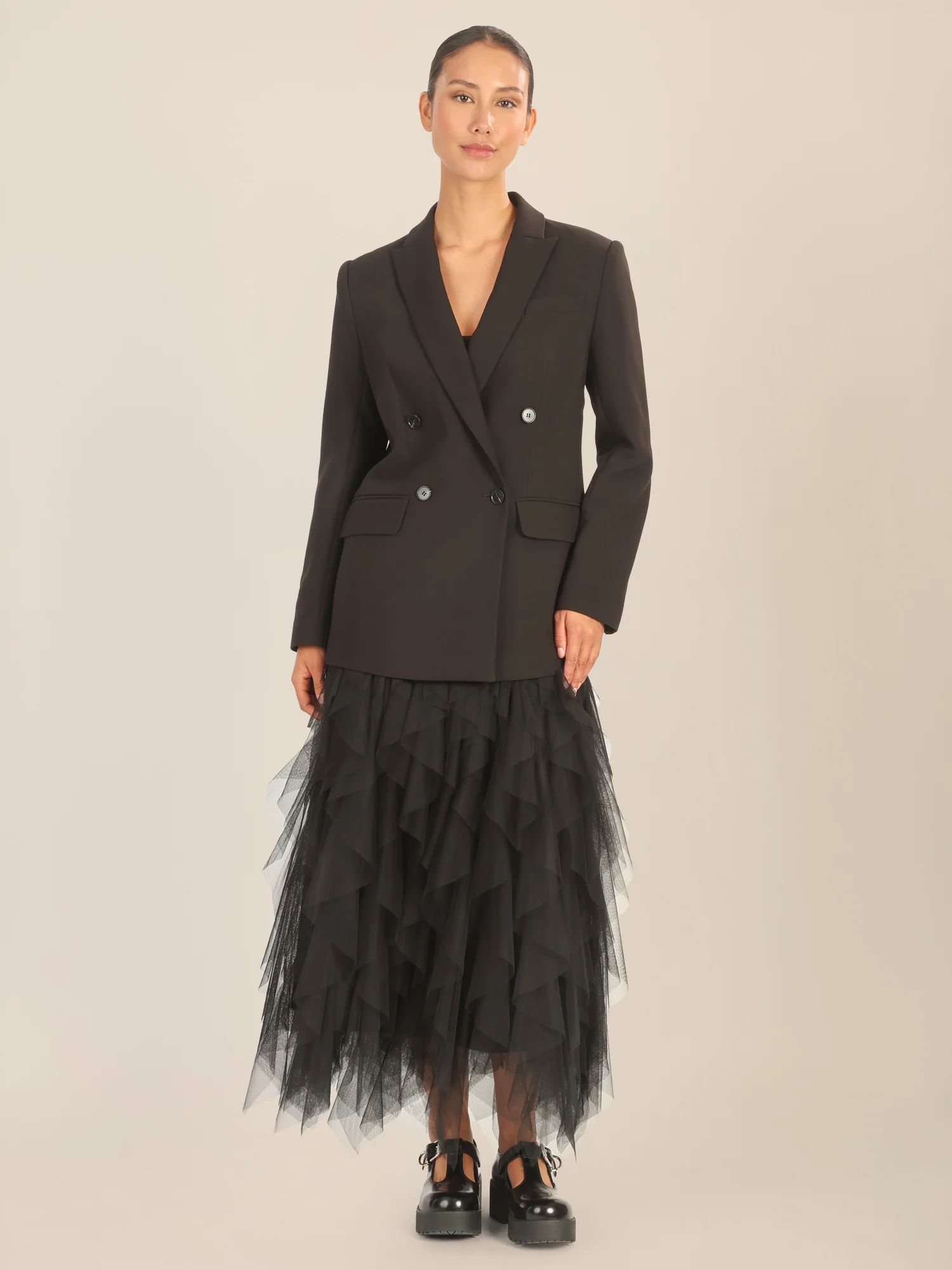 APART Oversized Blazer im Double-Breasted-Stil | schwarz - Image 2