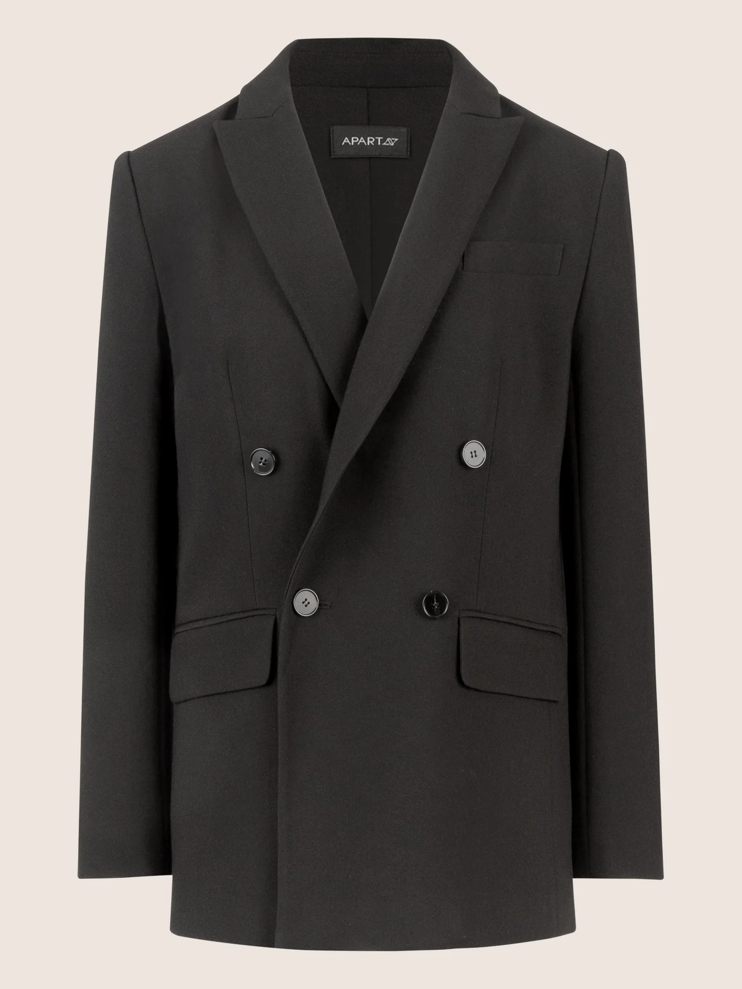 APART Oversized Blazer im Double-Breasted-Stil | schwarz - Image 4
