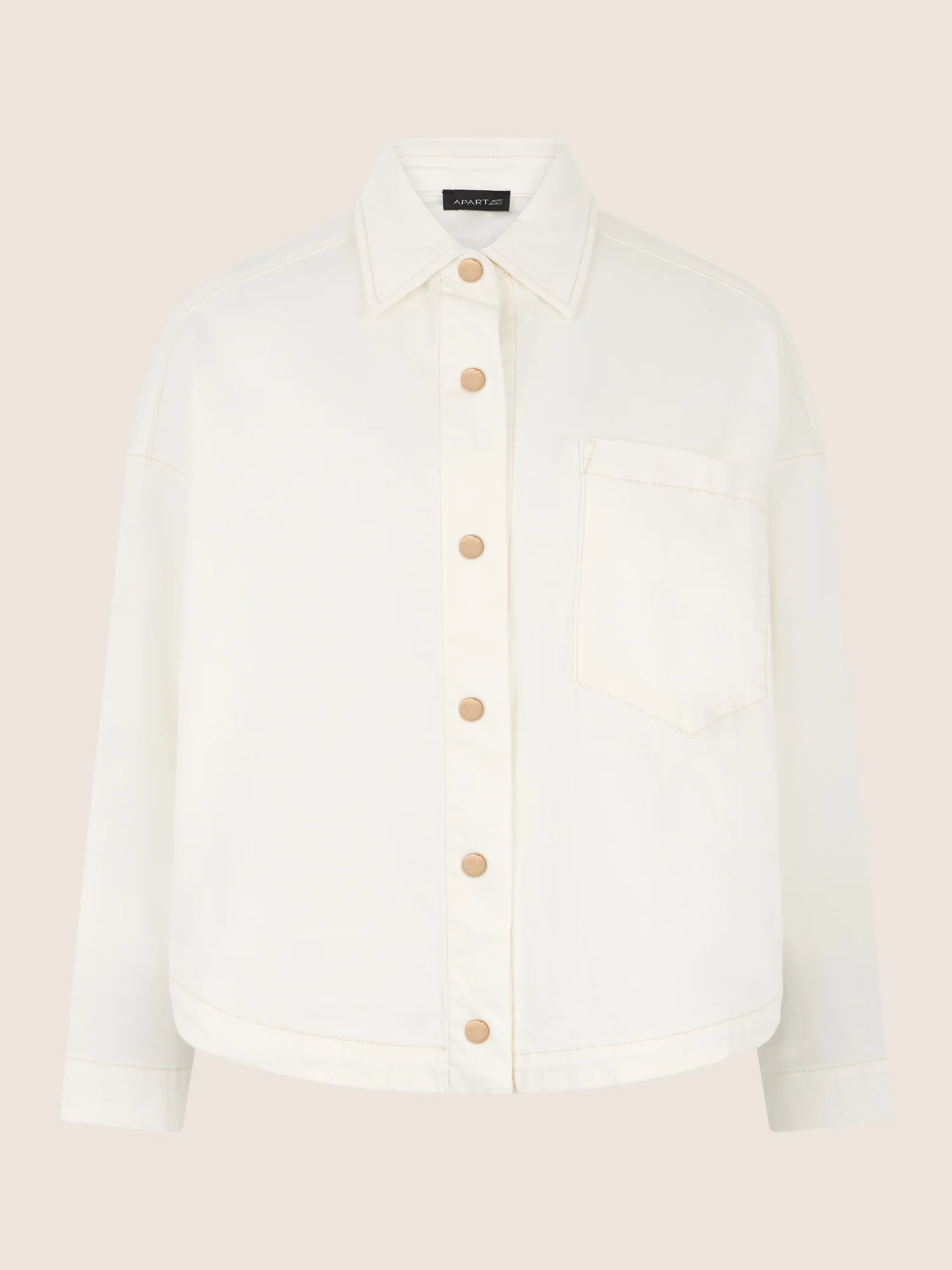 APART Oversized Jeansjacke mit Kontrastnähten | creme - Image 4