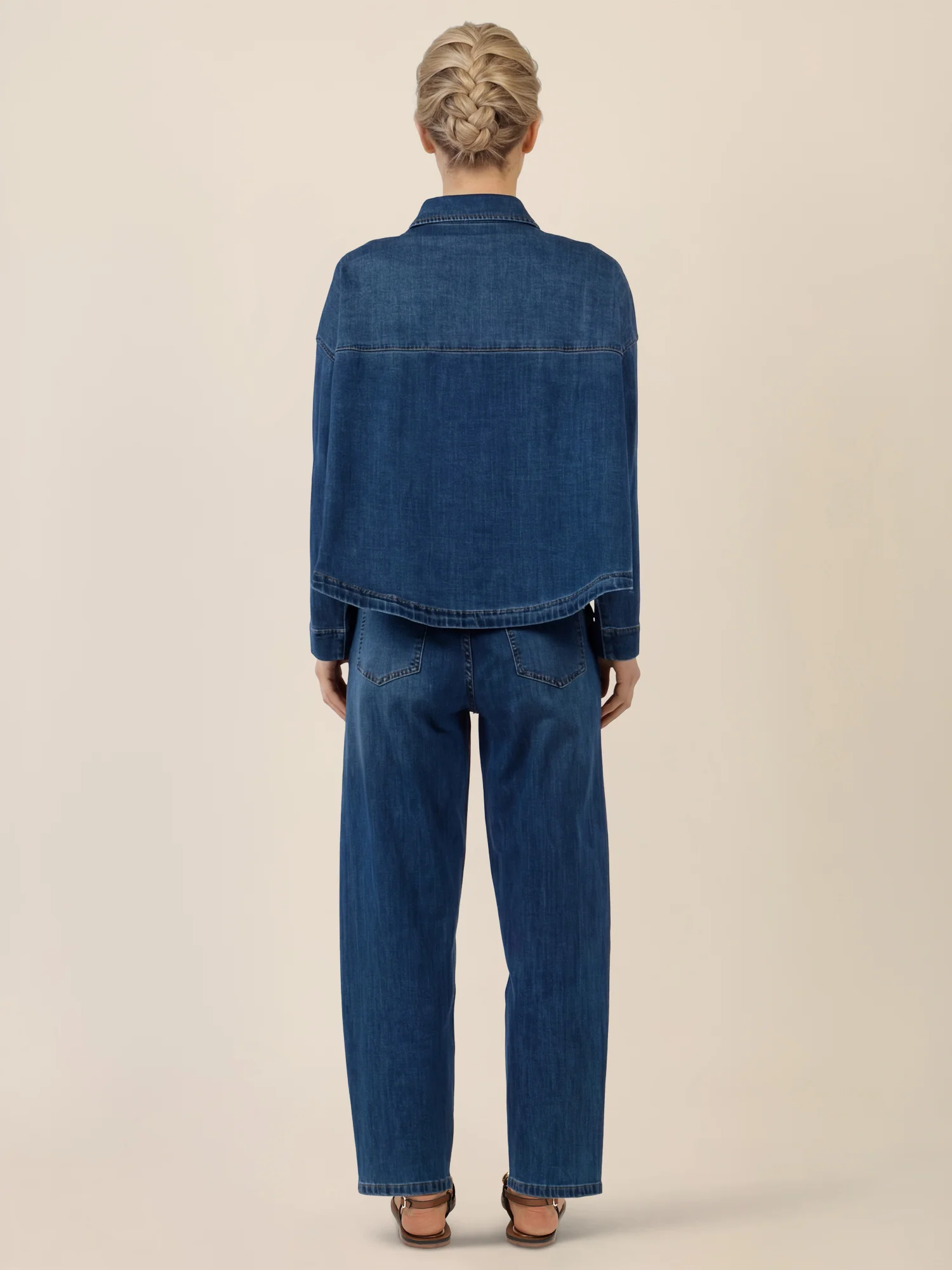 APART Oversized Jeansjacke mit Kontrastnähten | hellblau - Image 3