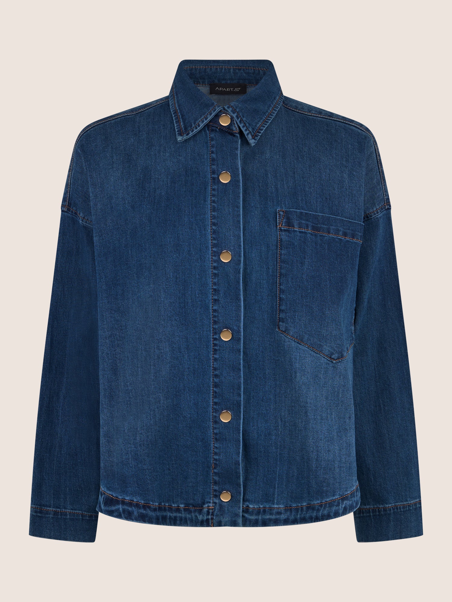 APART Oversized Jeansjacke mit Kontrastnähten | hellblau - Image 4
