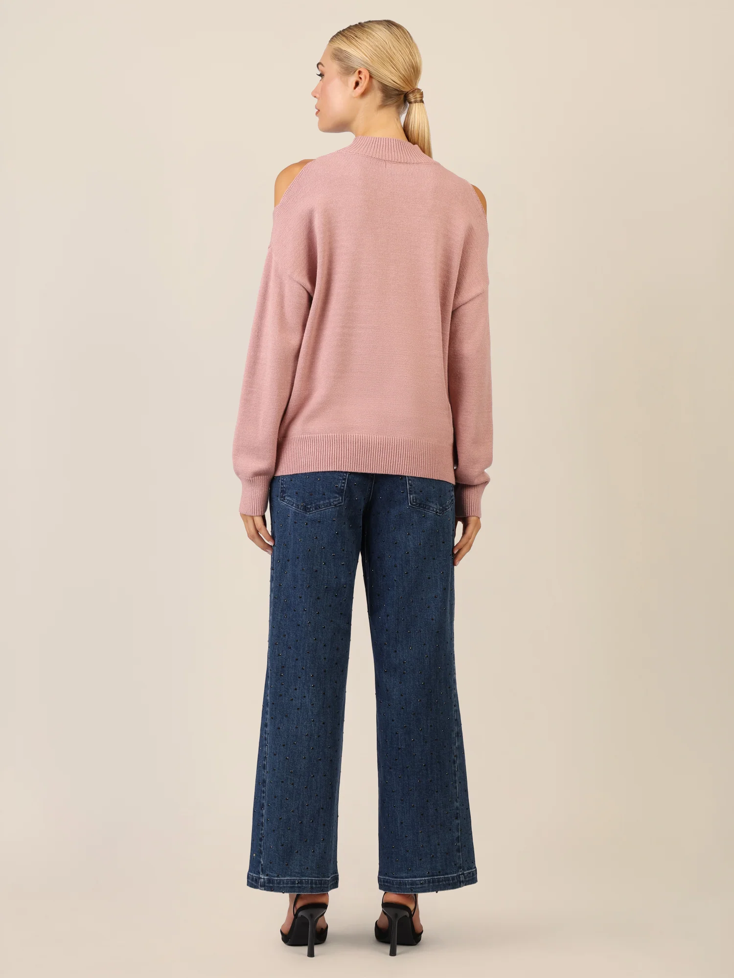 APART Oversized Pullover mit Cut-outs und Rippeinsatz | mauve - Image 3