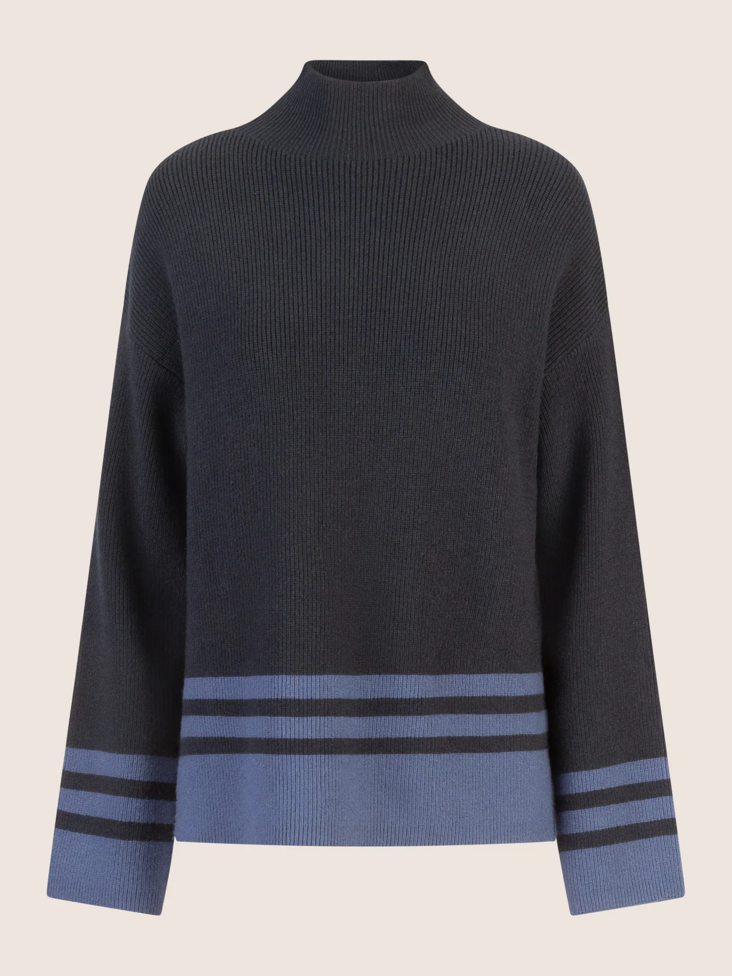 APART Oversized Pullover mit Kontraststreifen | nachtblau-dunkelblau - Image 4