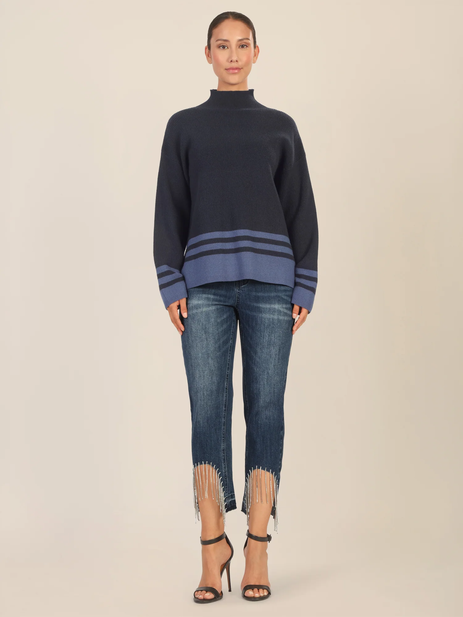 APART Oversized Pullover mit Kontraststreifen | nachtblau-dunkelblau - Image 6