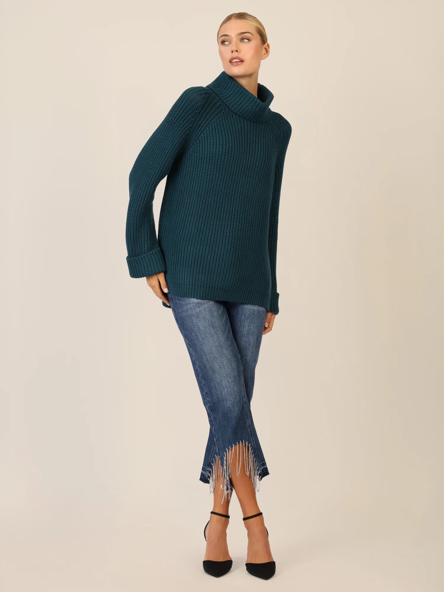 APART Oversized Pullover mit Rollkragen | dunkelgrün - Image 2