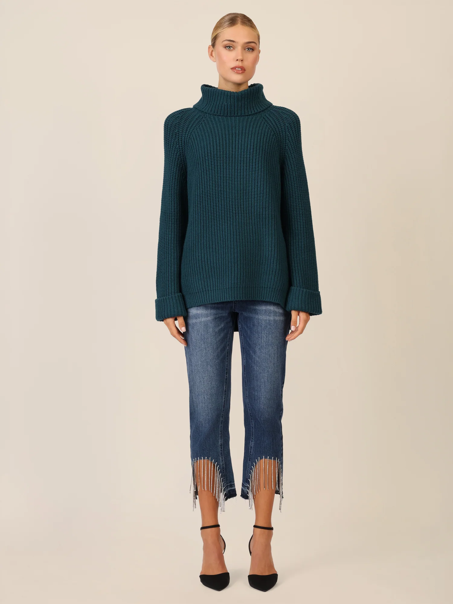 APART Oversized Pullover mit Rollkragen | dunkelgrün - Image 6