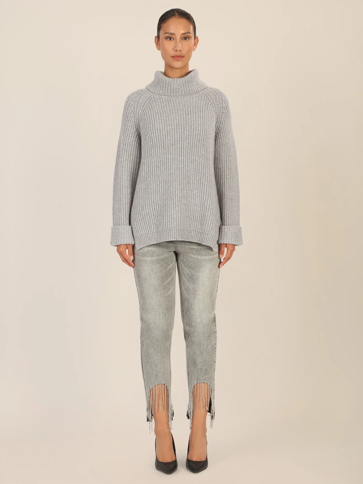 APART Oversized Pullover mit Rollkragen | graumeliert - Image 5