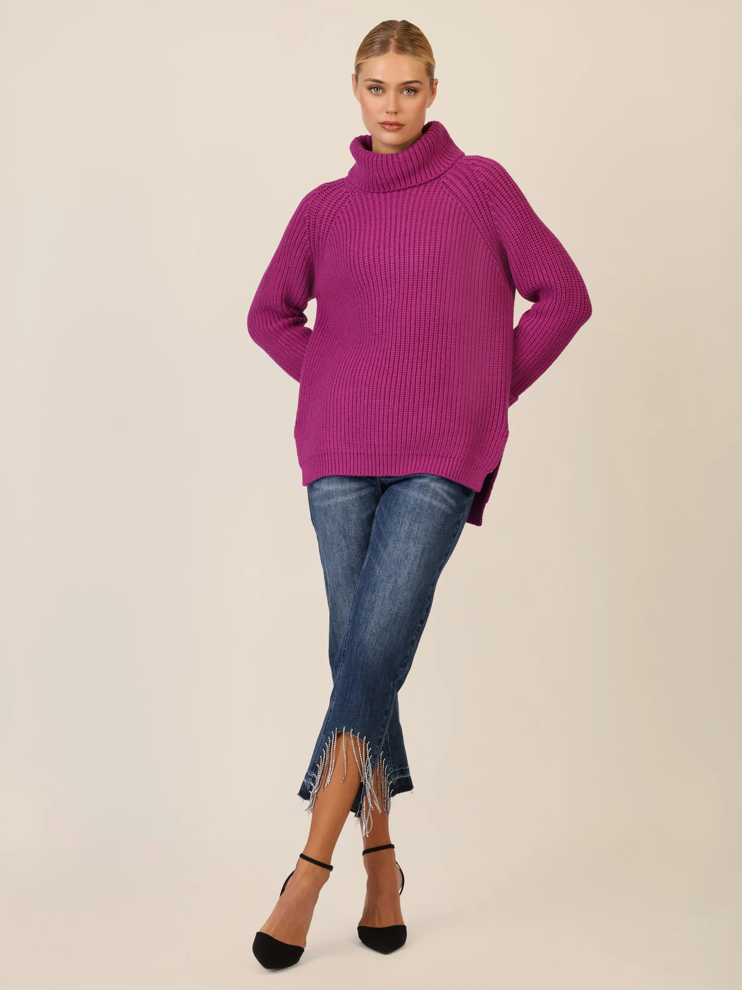 APART Oversized Pullover mit Rollkragen | lila - Image 2
