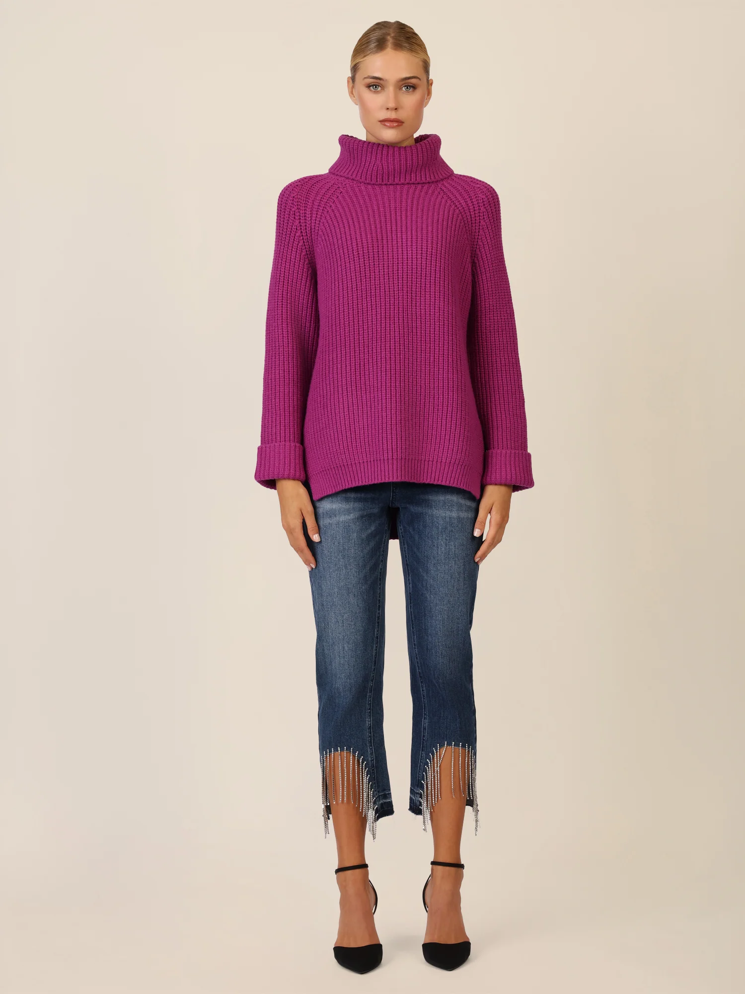 APART Oversized Pullover mit Rollkragen | lila - Image 6