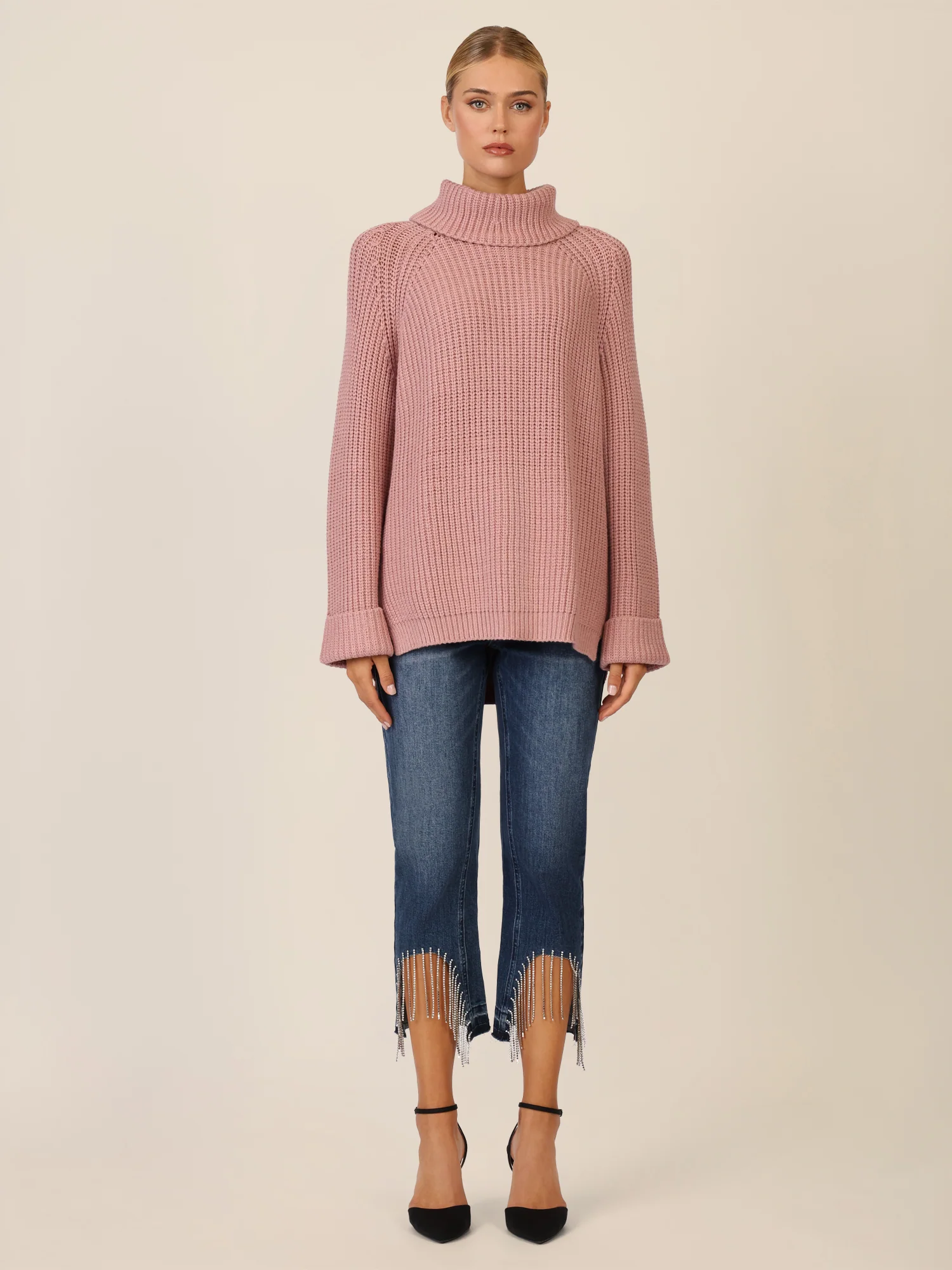 APART Oversized Pullover mit Rollkragen | mauve - Image 7