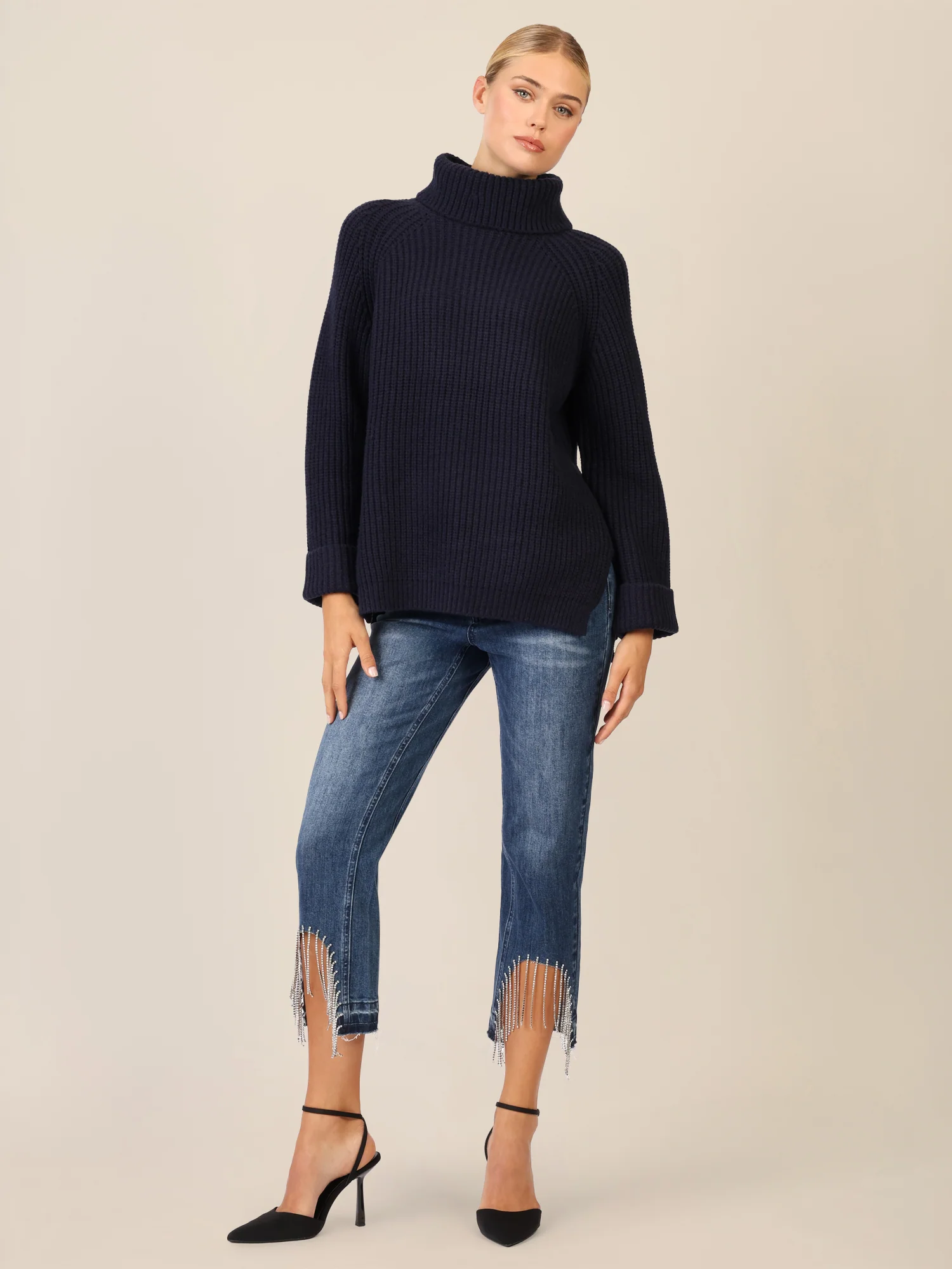 APART Oversized Pullover mit Rollkragen | nachtblau - Image 2
