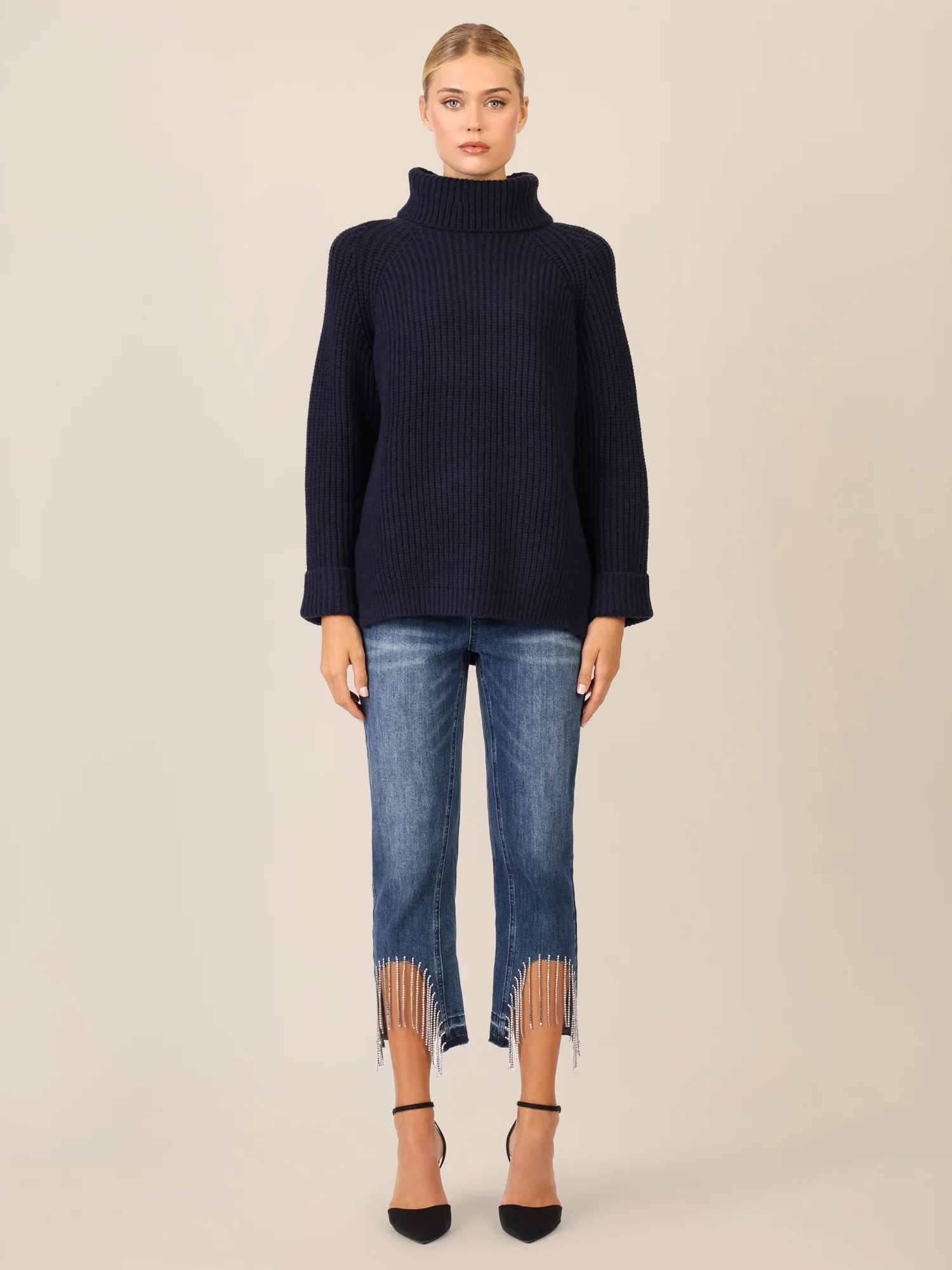 APART Oversized Pullover mit Rollkragen | nachtblau - Image 6
