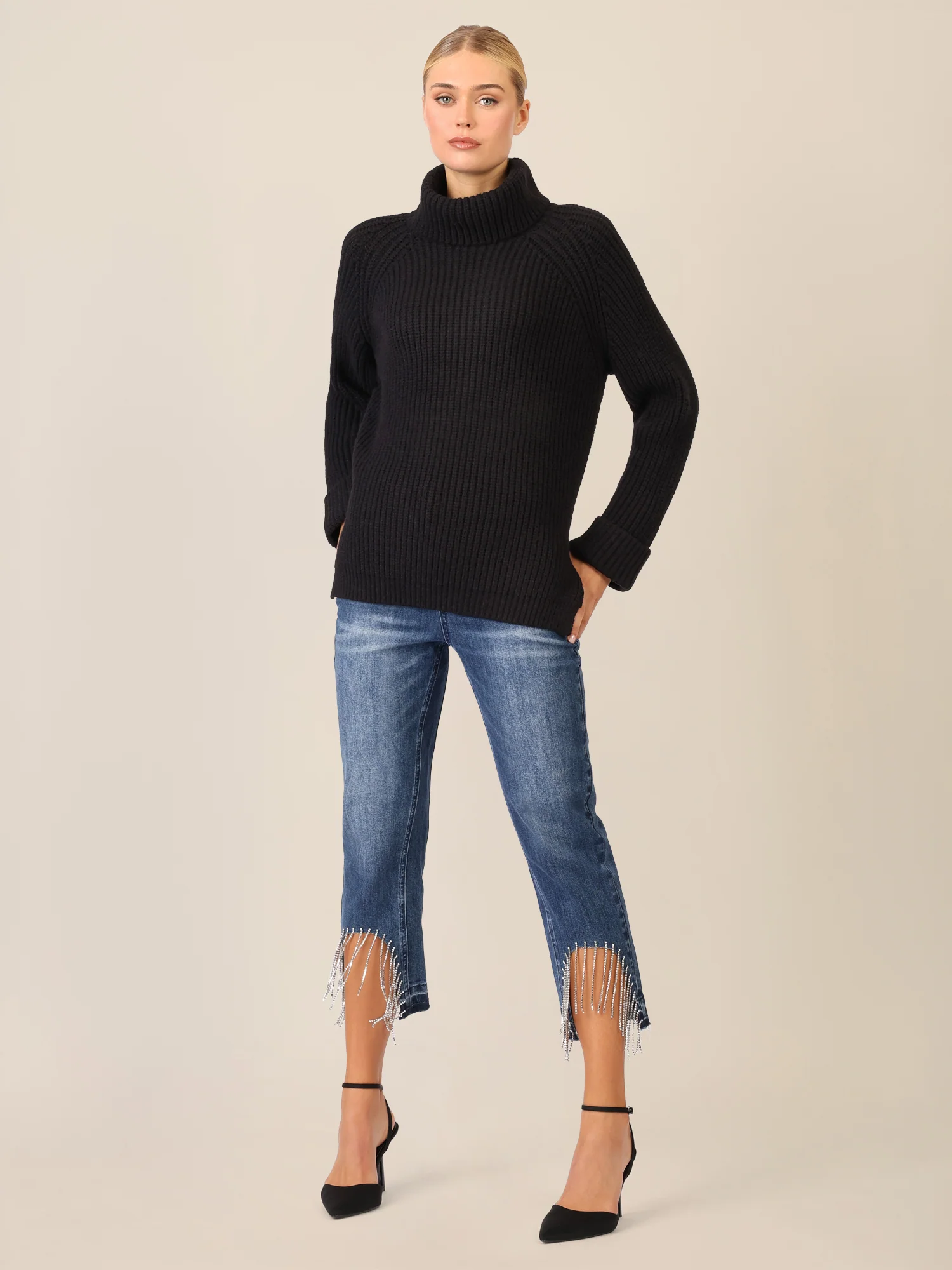 APART Oversized Pullover mit Rollkragen | schwarz - Image 2