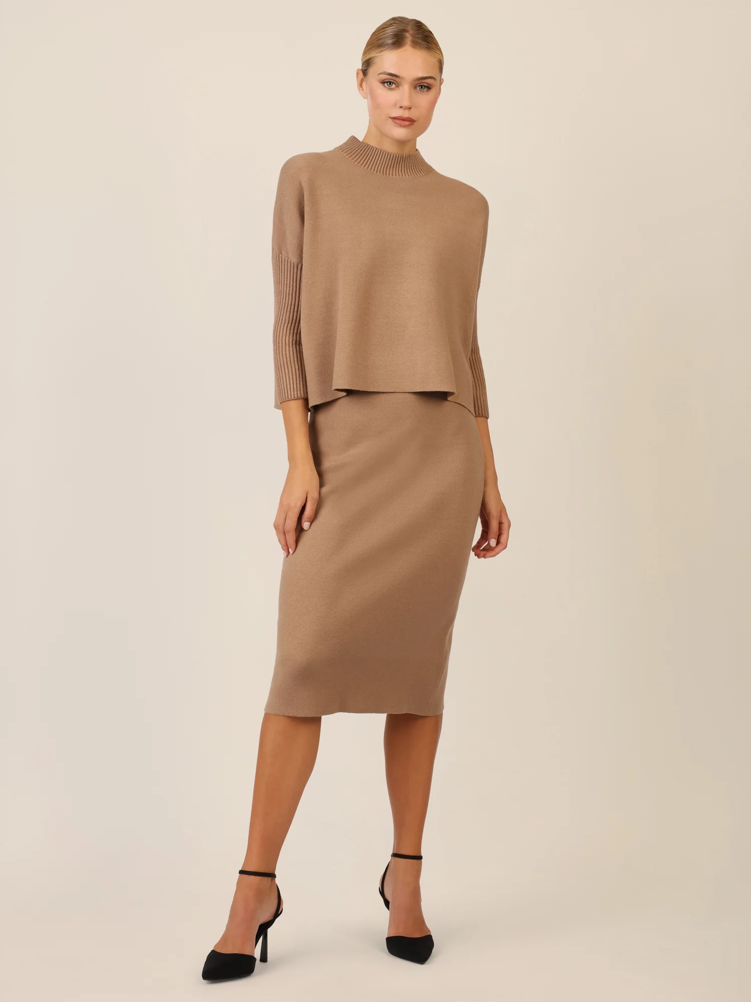 APART Oversized Pullover mit Stehkragen und Rippenstruktur | camel - Image 2