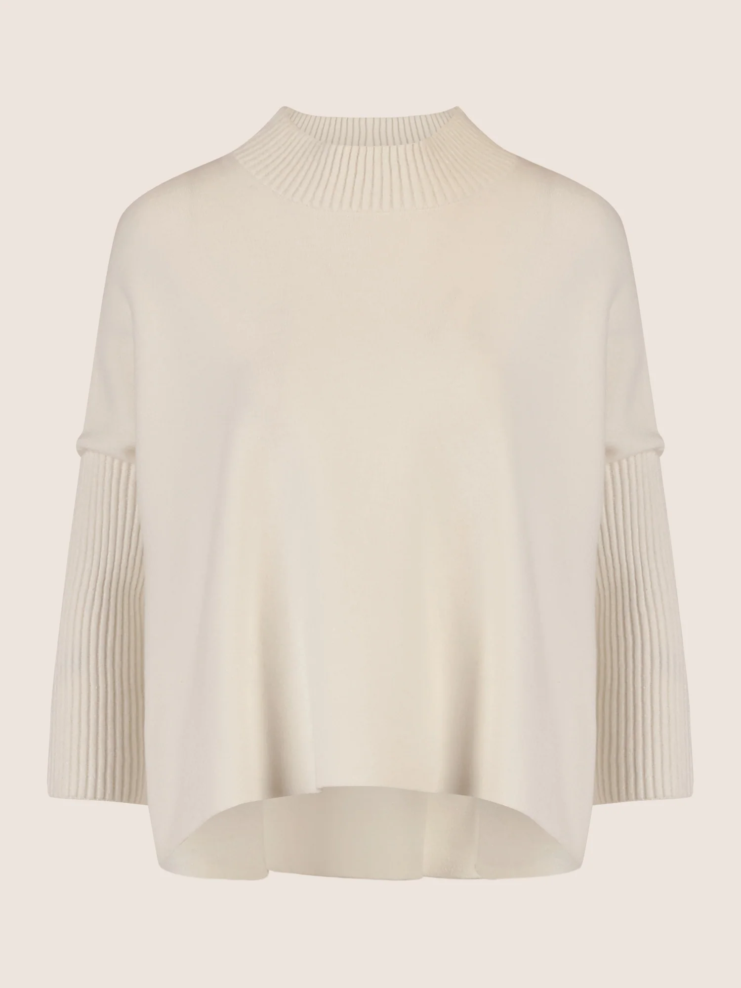 APART Oversized Pullover mit Stehkragen und Rippenstruktur | creme - Image 4