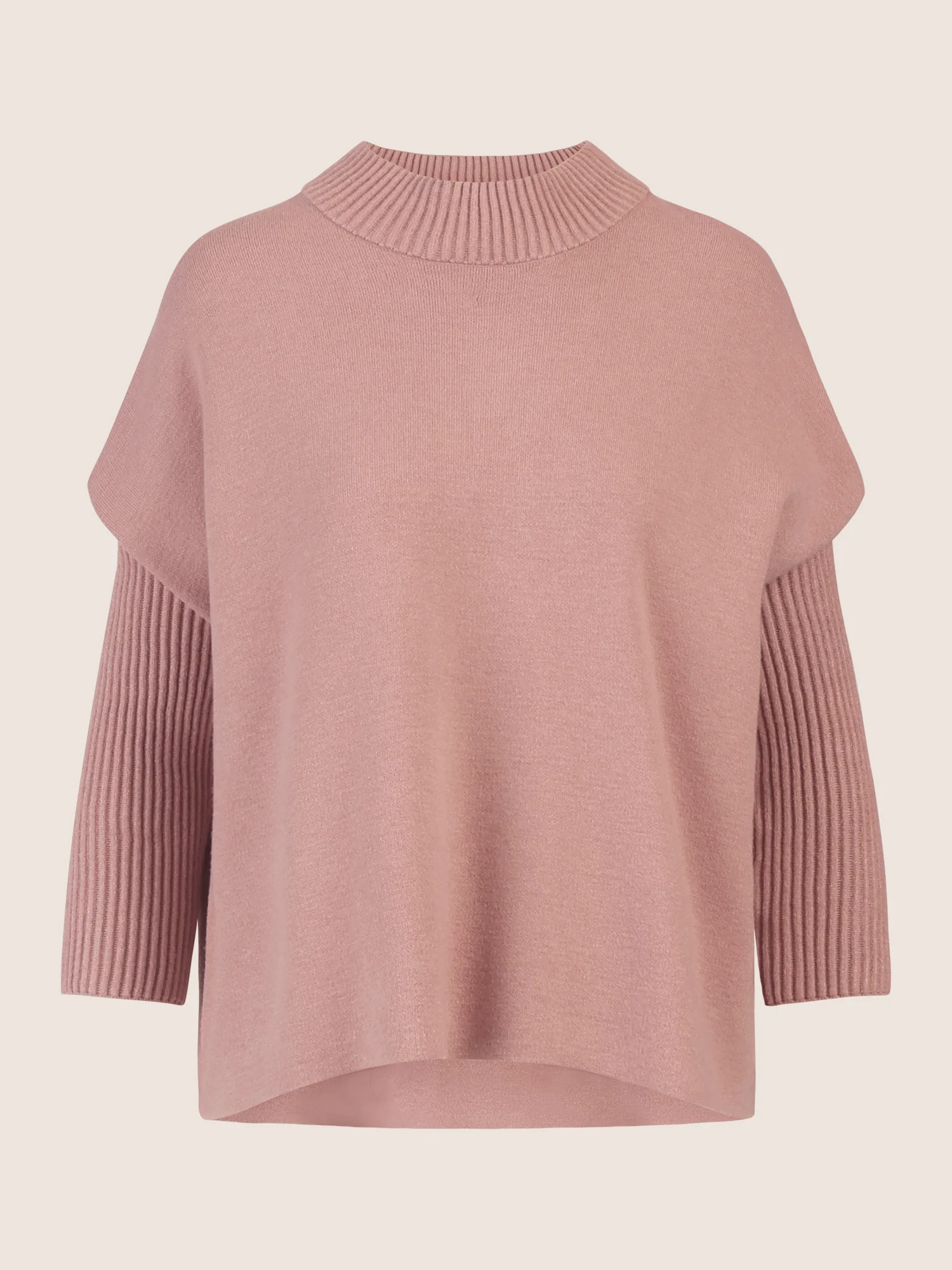 APART Oversized Pullover mit Stehkragen und Rippenstruktur | mauve - Image 4